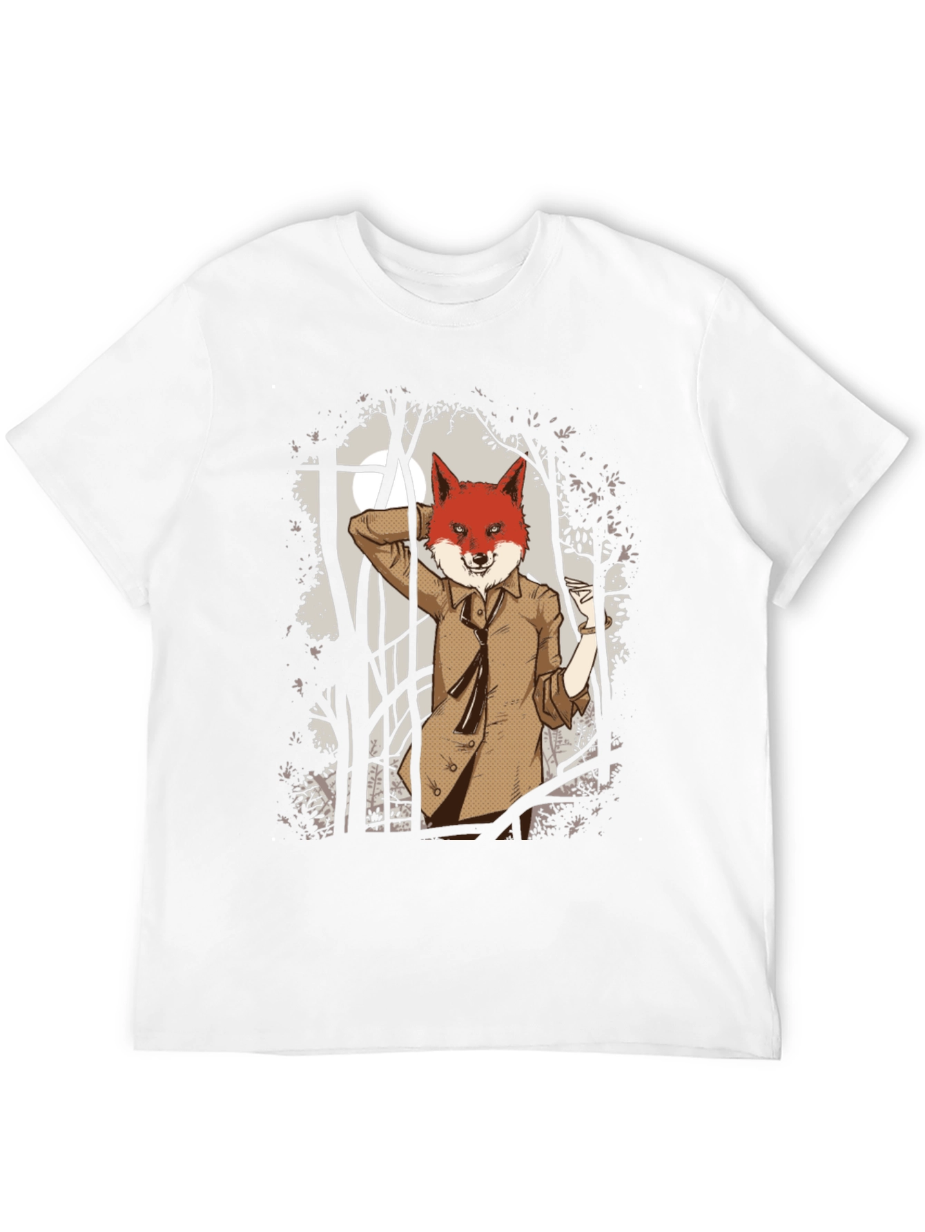 Black Fox in Suit Graphic Tee - Black Cotton T-Shirt view 12
