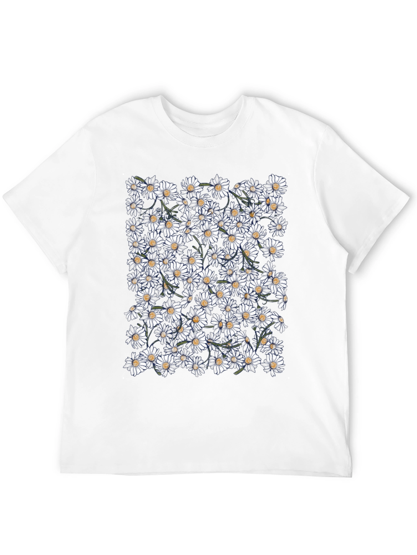 Black Daisy Flower Print T-Shirt view 12