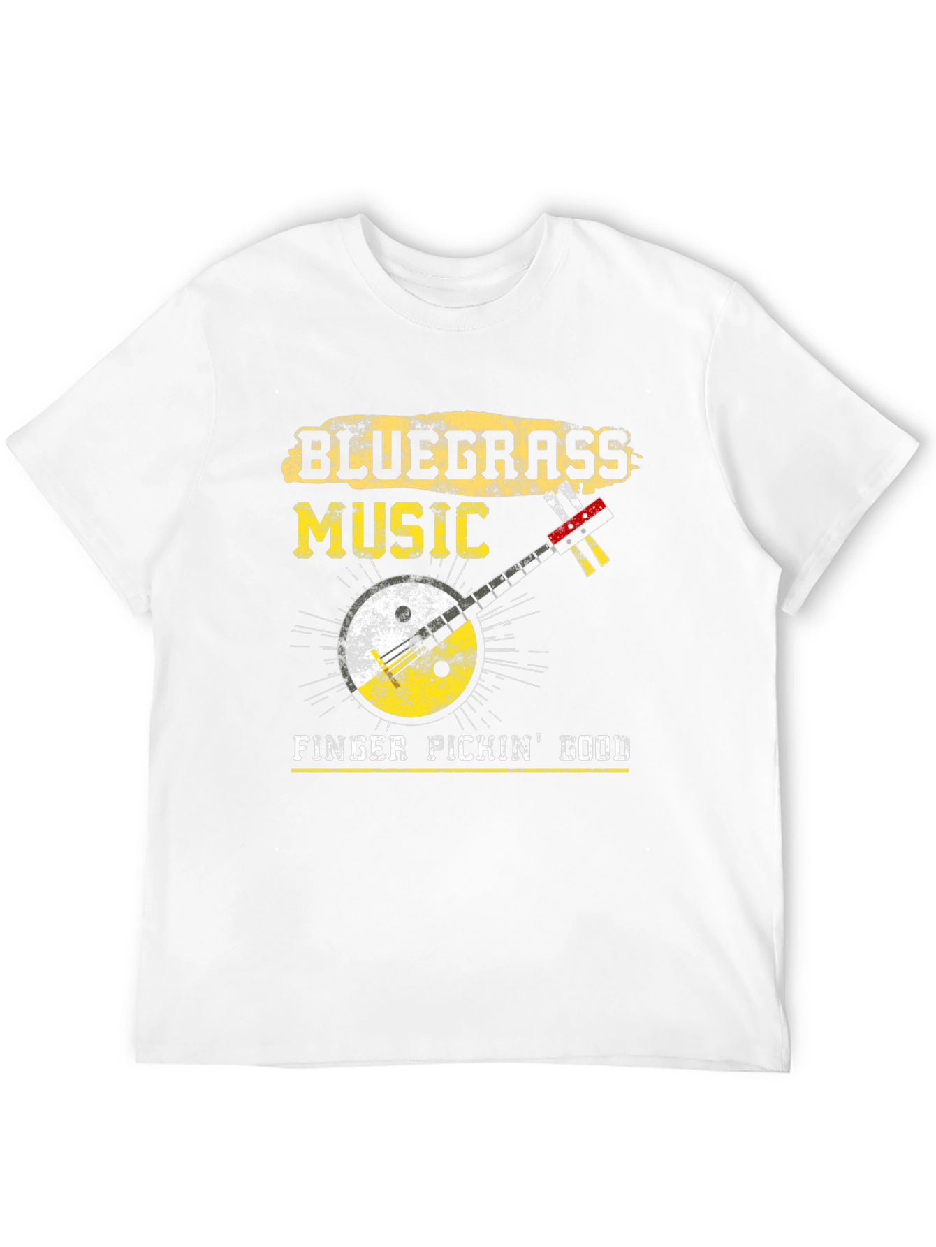 Black Bluegrass Music Banjo Graphic T-Shirt view 12