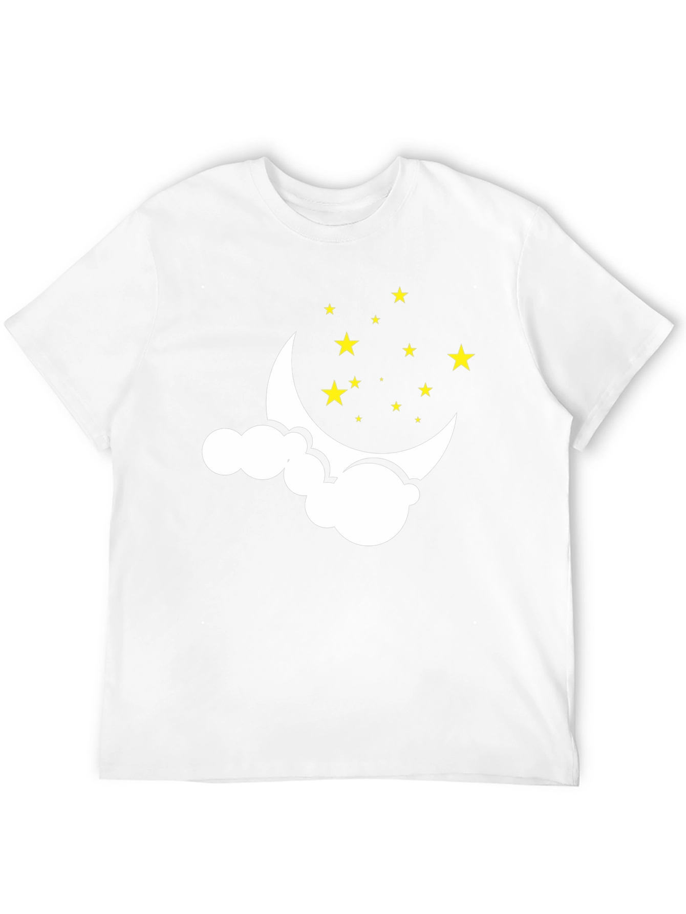 Black Dreamy Night Tee: Crescent Moon & Stars Graphic T-Shirt view 12