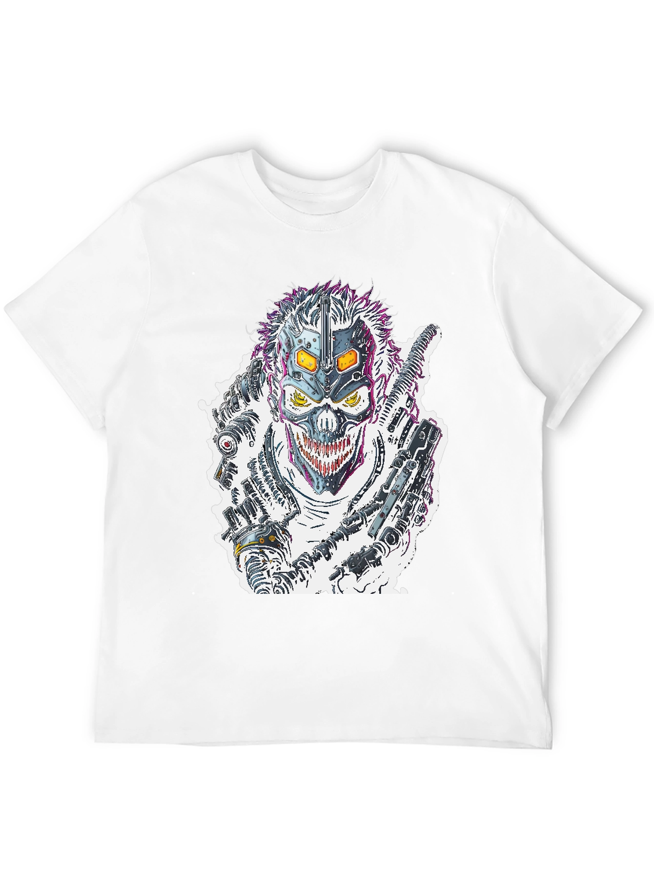 Black Cyberpunk Skull T-Shirt - Futuristic Graphic Tee view 12