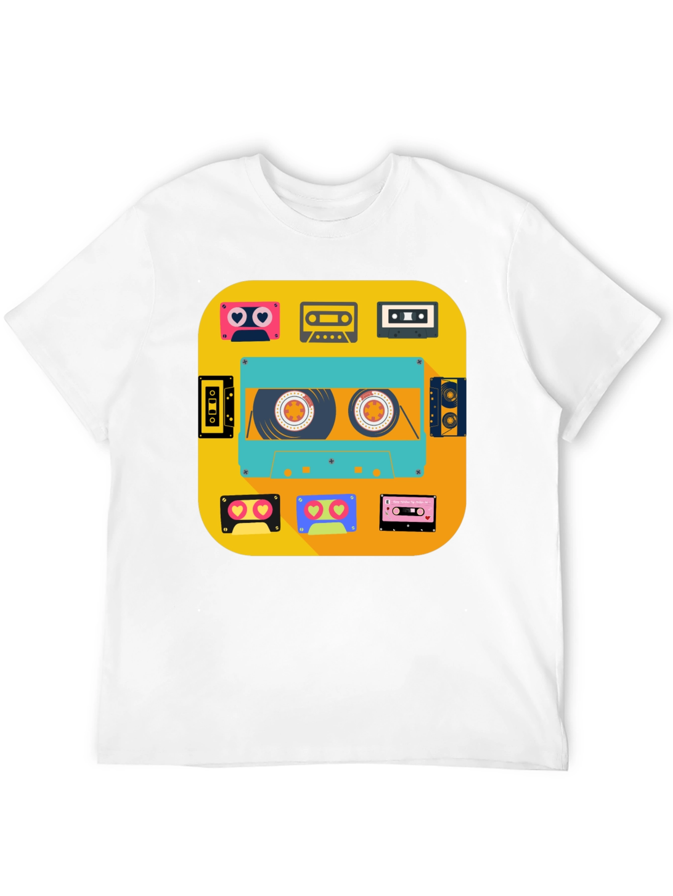Black Retro Cassette Tapes Graphic Tee - Vintage Style view 12