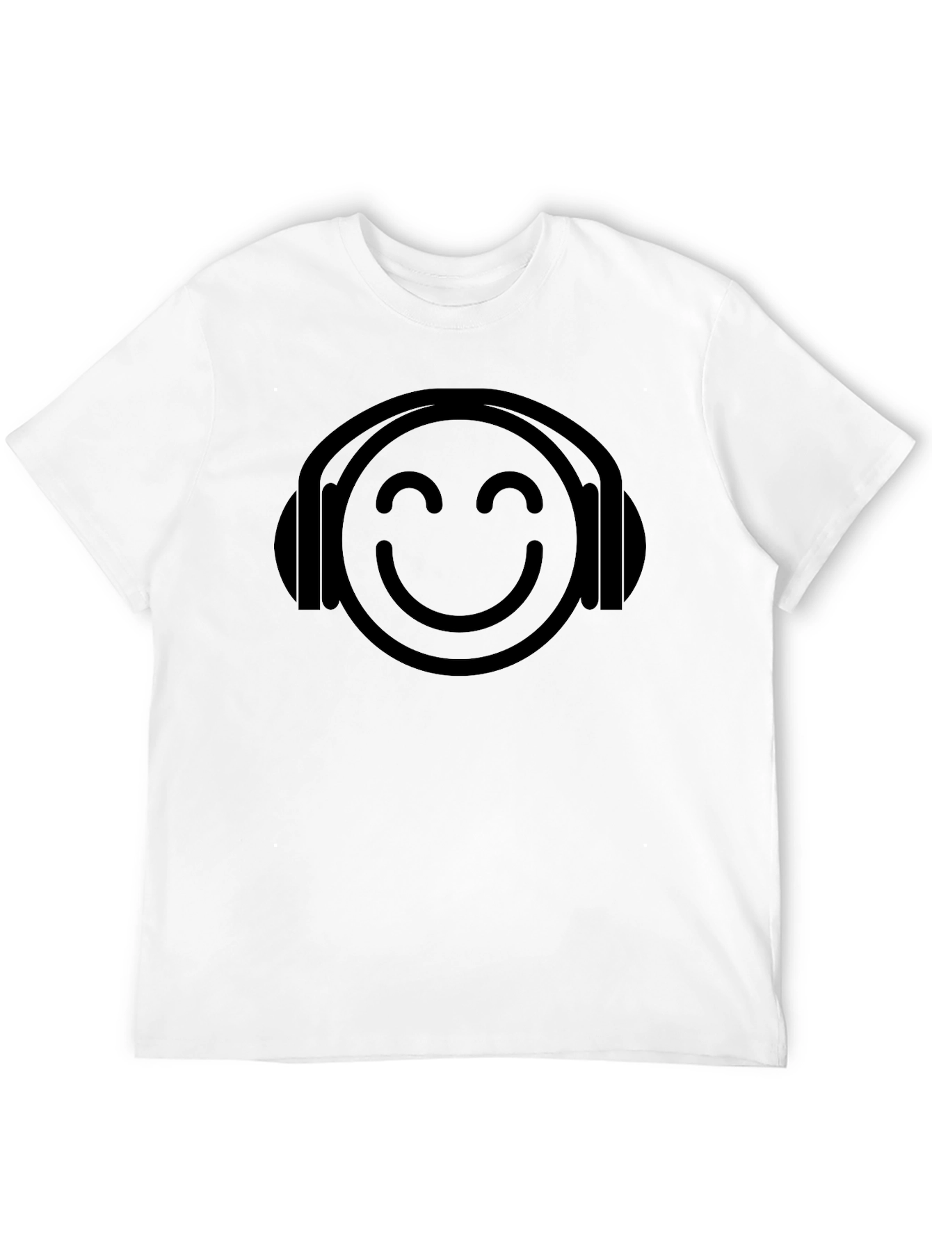 Black Smiley Face Headphones Black T-Shirt view 12