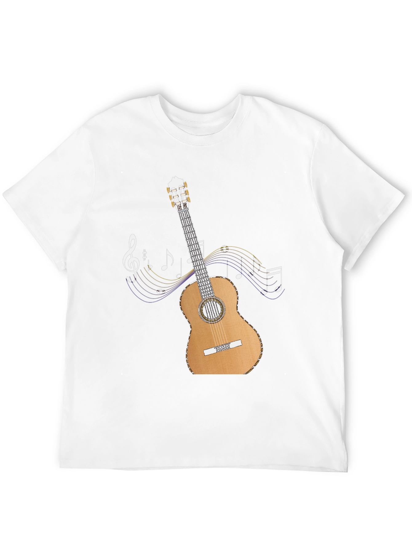 Black Guitar Music Notes Graphic T-Shirt view 12