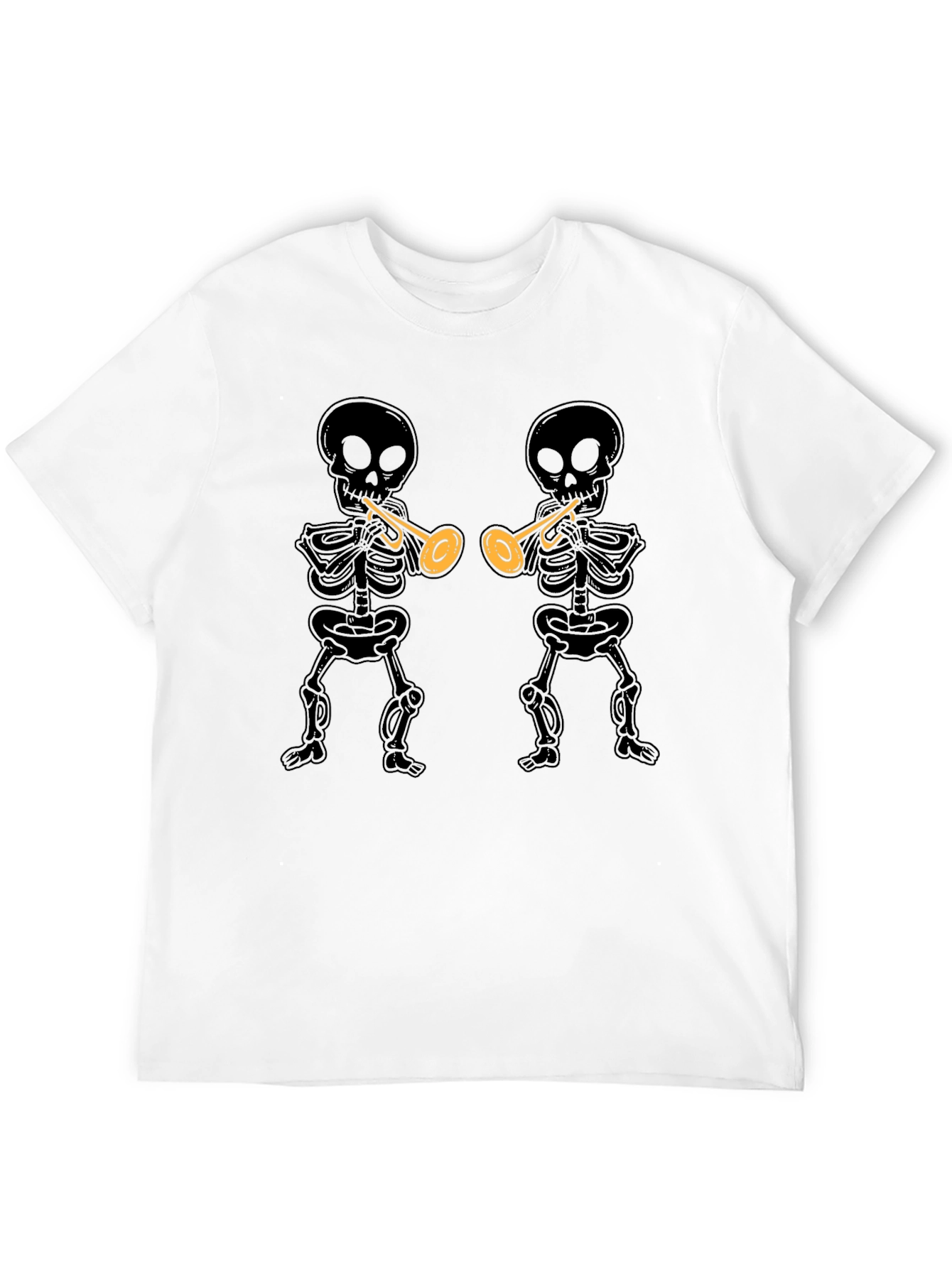 Black Skeleton Trumpet T-Shirt - Black Graphic Tee view 12