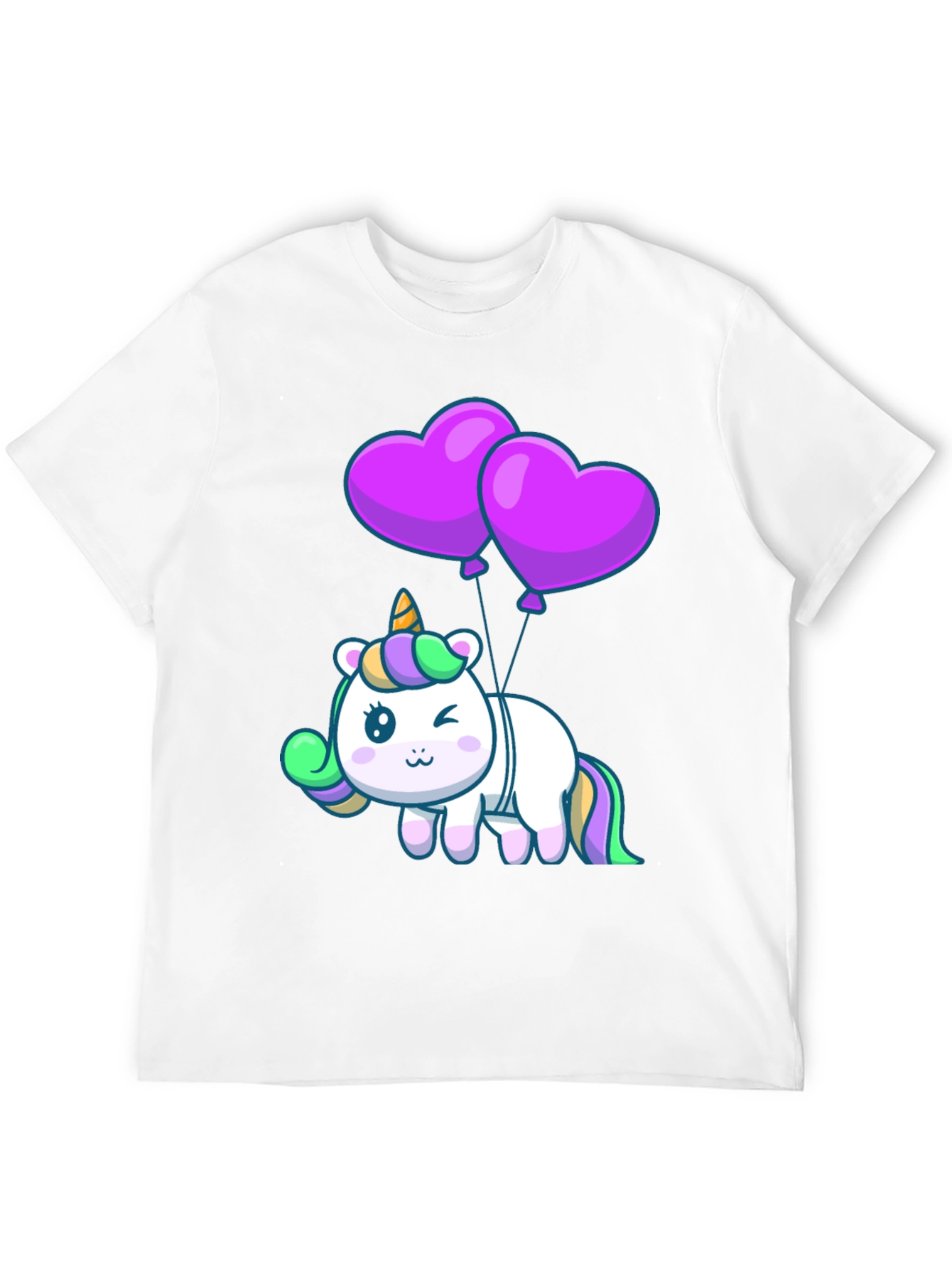 Black Unicorn Heart Balloons Graphic Tee - Black view 12