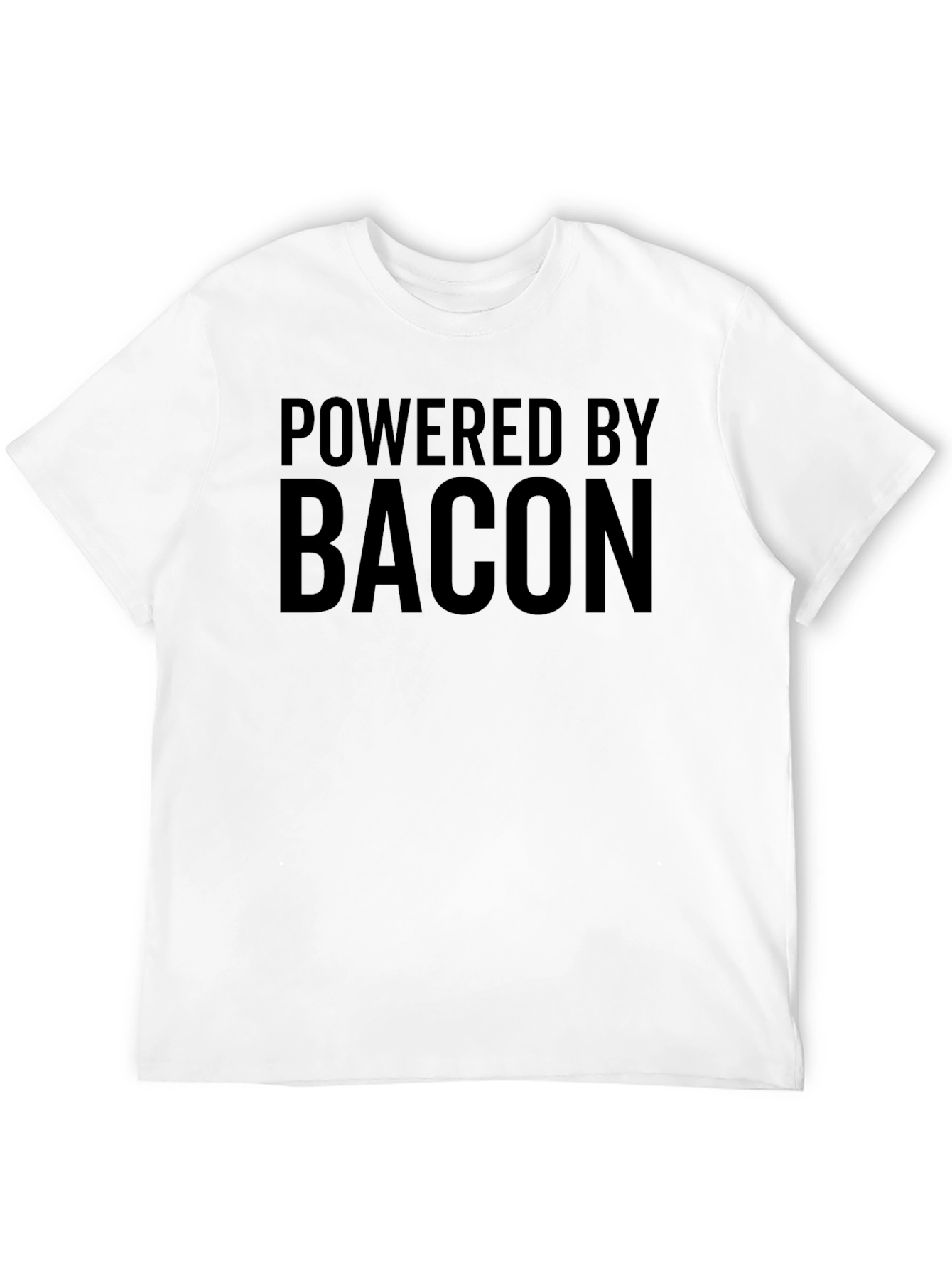 Black Powered by Bacon - Funny Graphic T-Shirt view 12