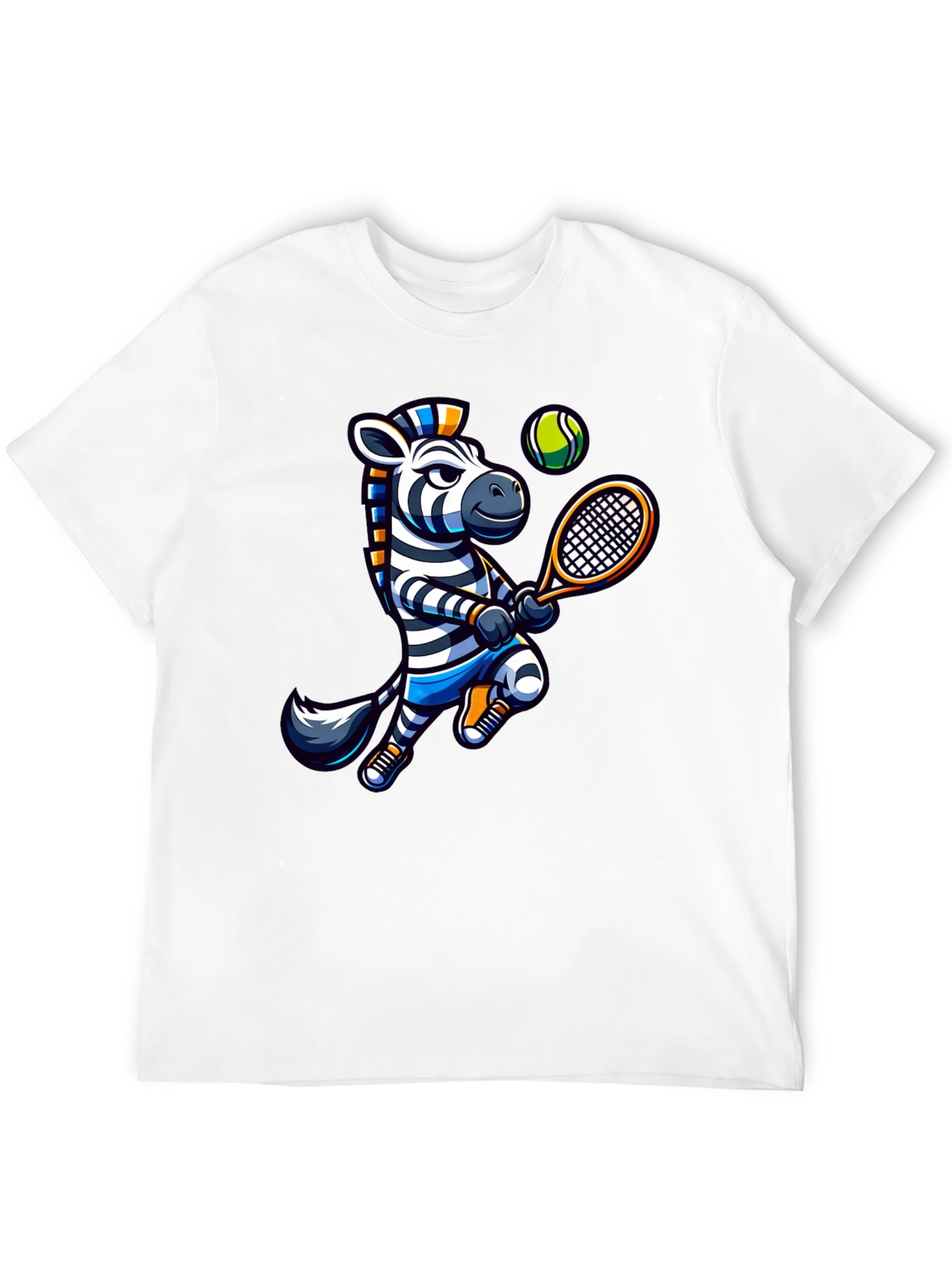 Black Zebra Tennis Graphic T-Shirt - Fun Animal Design view 12