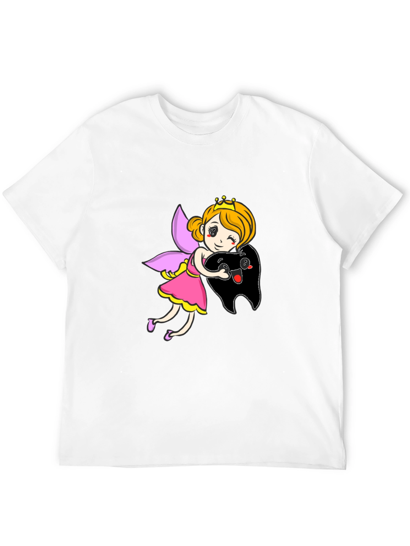 Black Tooth Fairy Hugging Tooth Graphic T-Shirt view 12