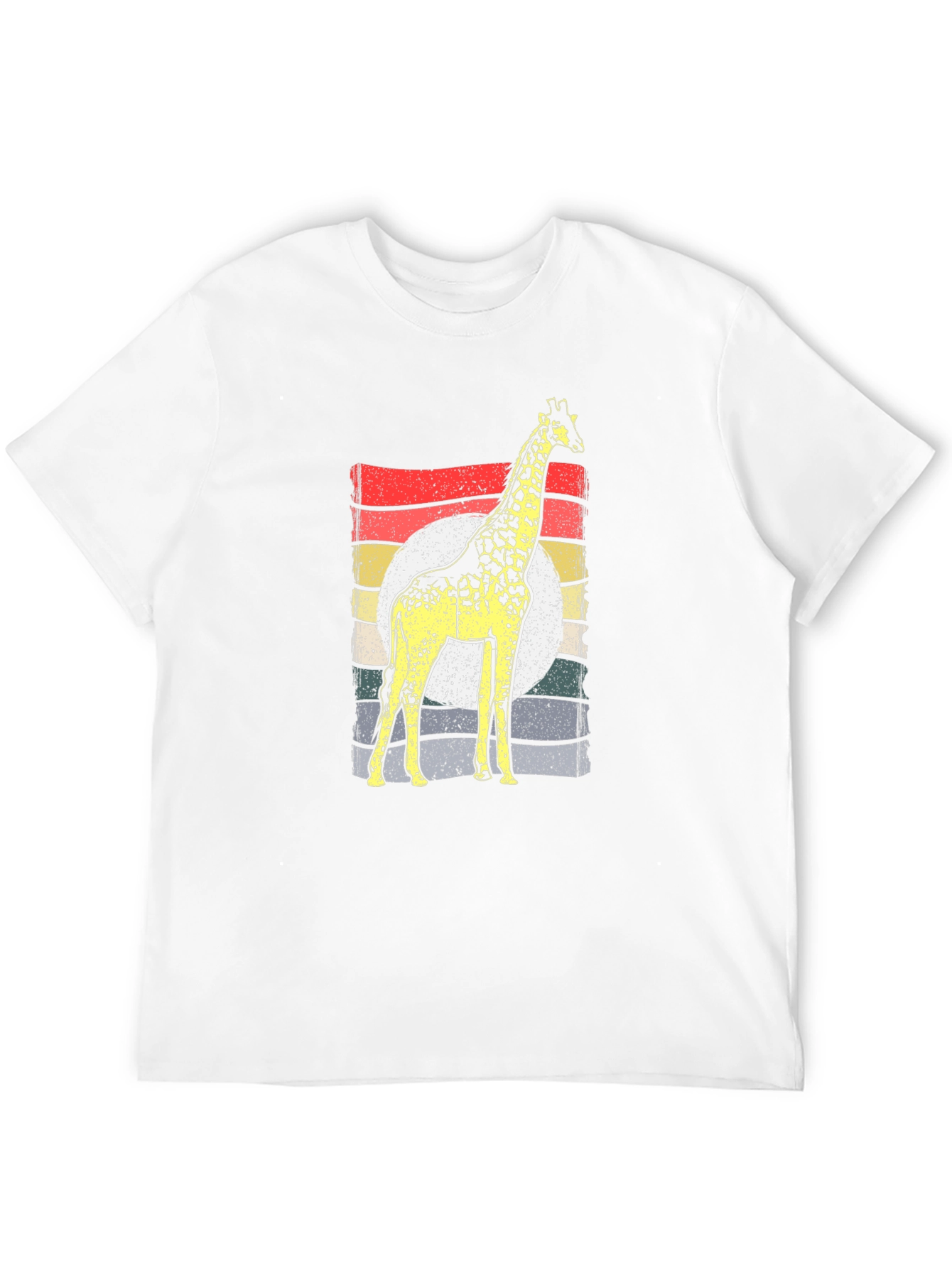 Black Retro Giraffe Graphic Tee - Unisex Cotton Shirt view 12