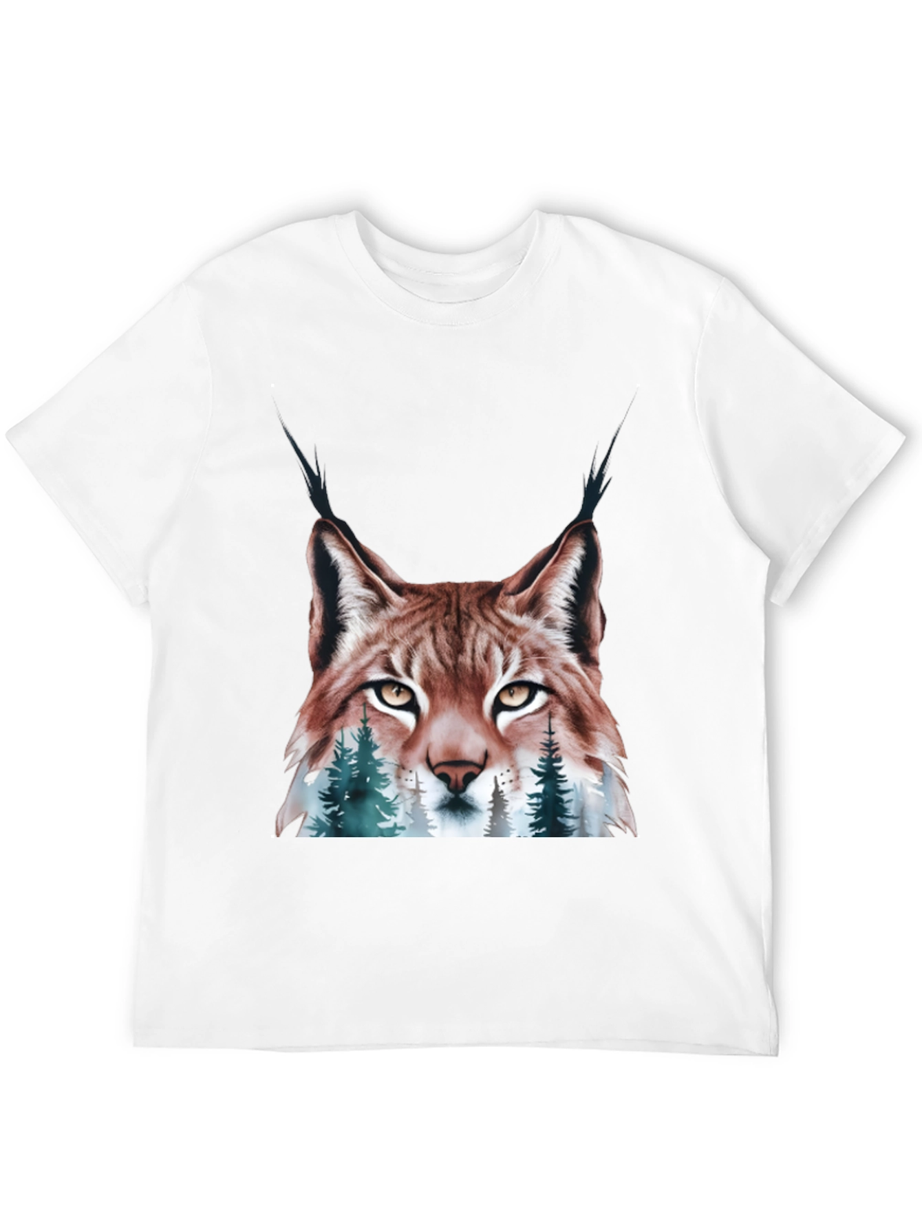 Black Lynx & Forest Graphic Print T-Shirt - Nature Inspired Tee view 12