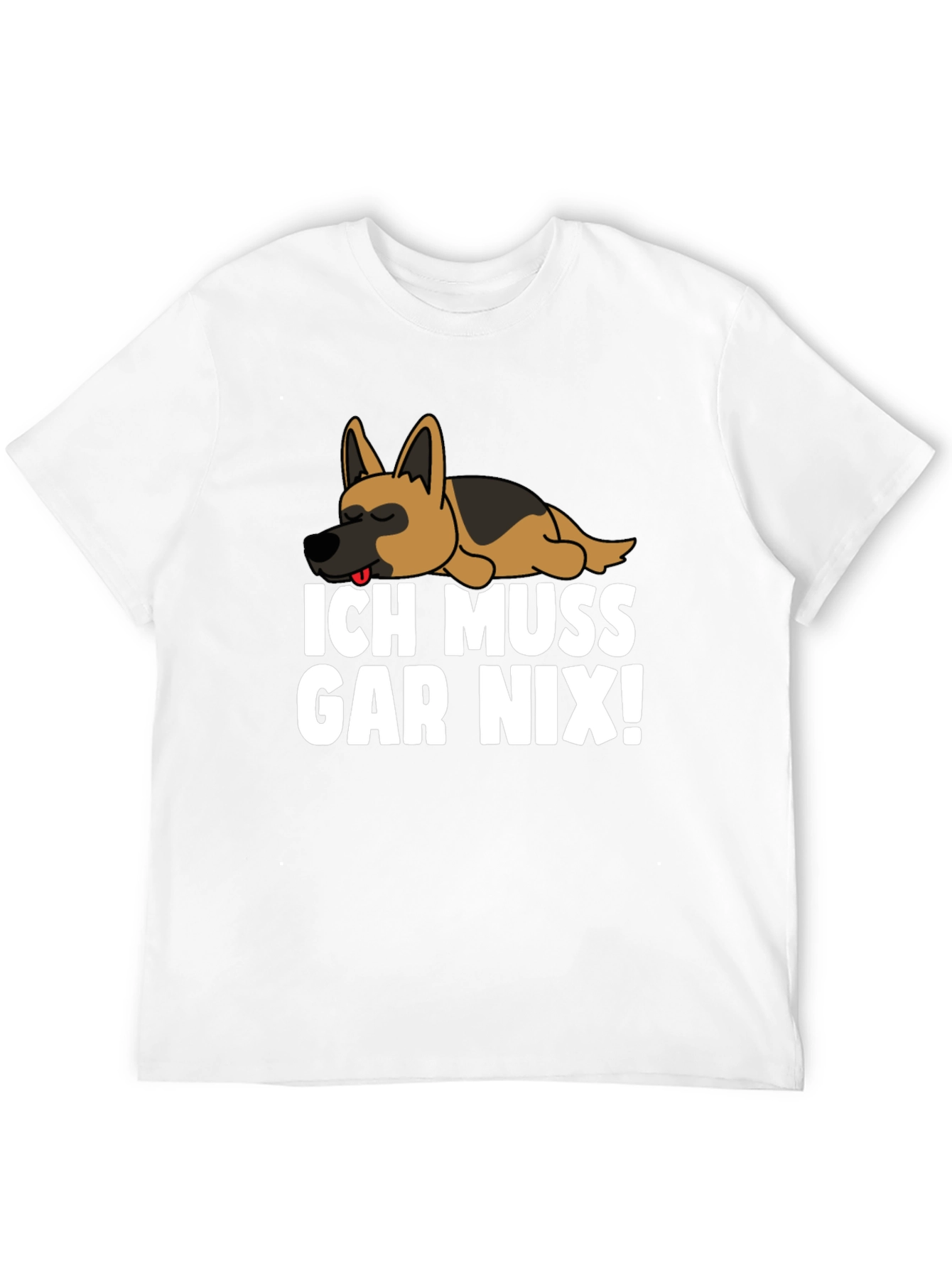 Black Ich Muss Gar Nix! T-Shirt with Sleeping German Shepherd view 12
