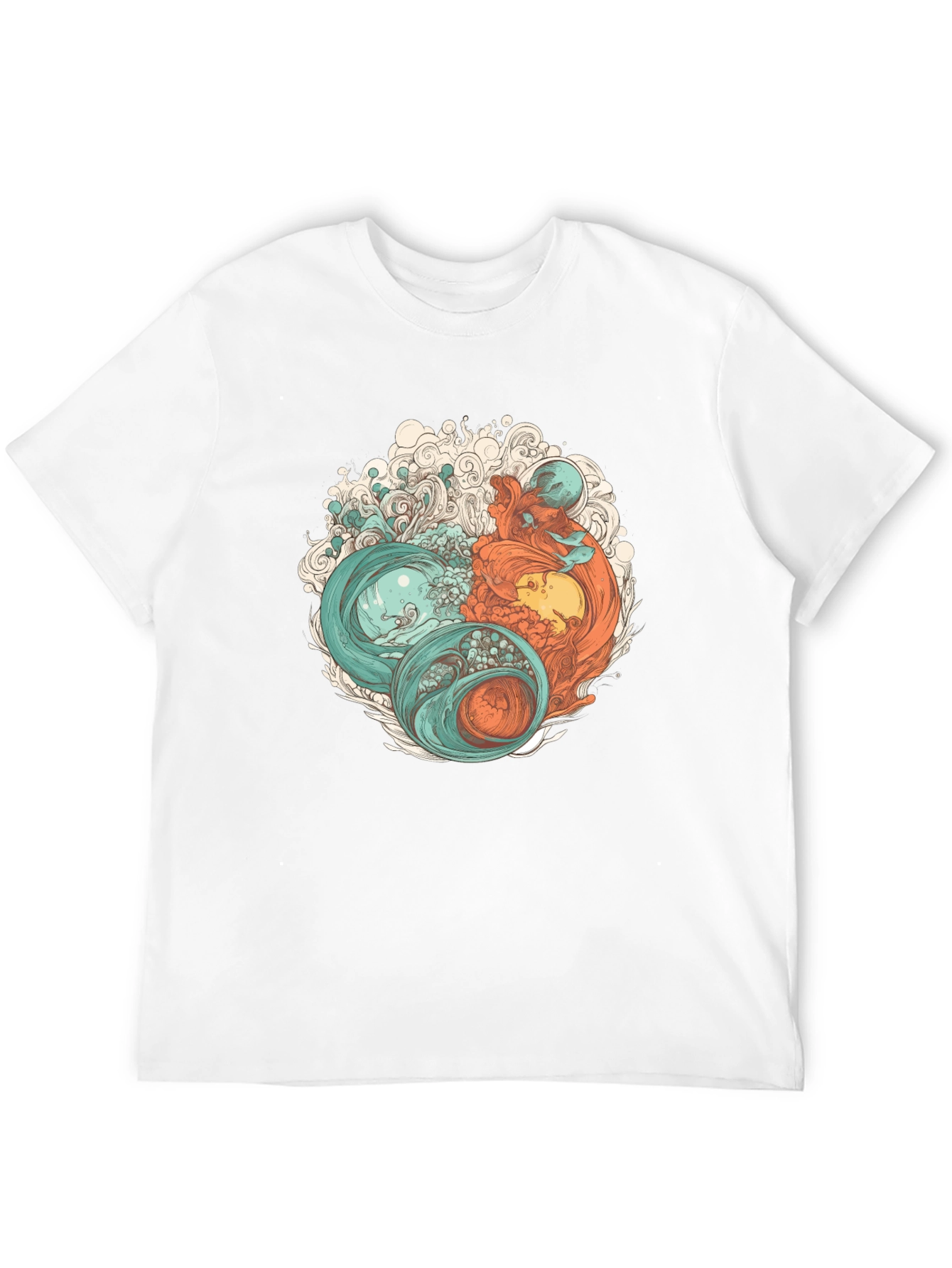 Black Yin Yang Sea Graphic Tee - Soft Cotton Blend view 12