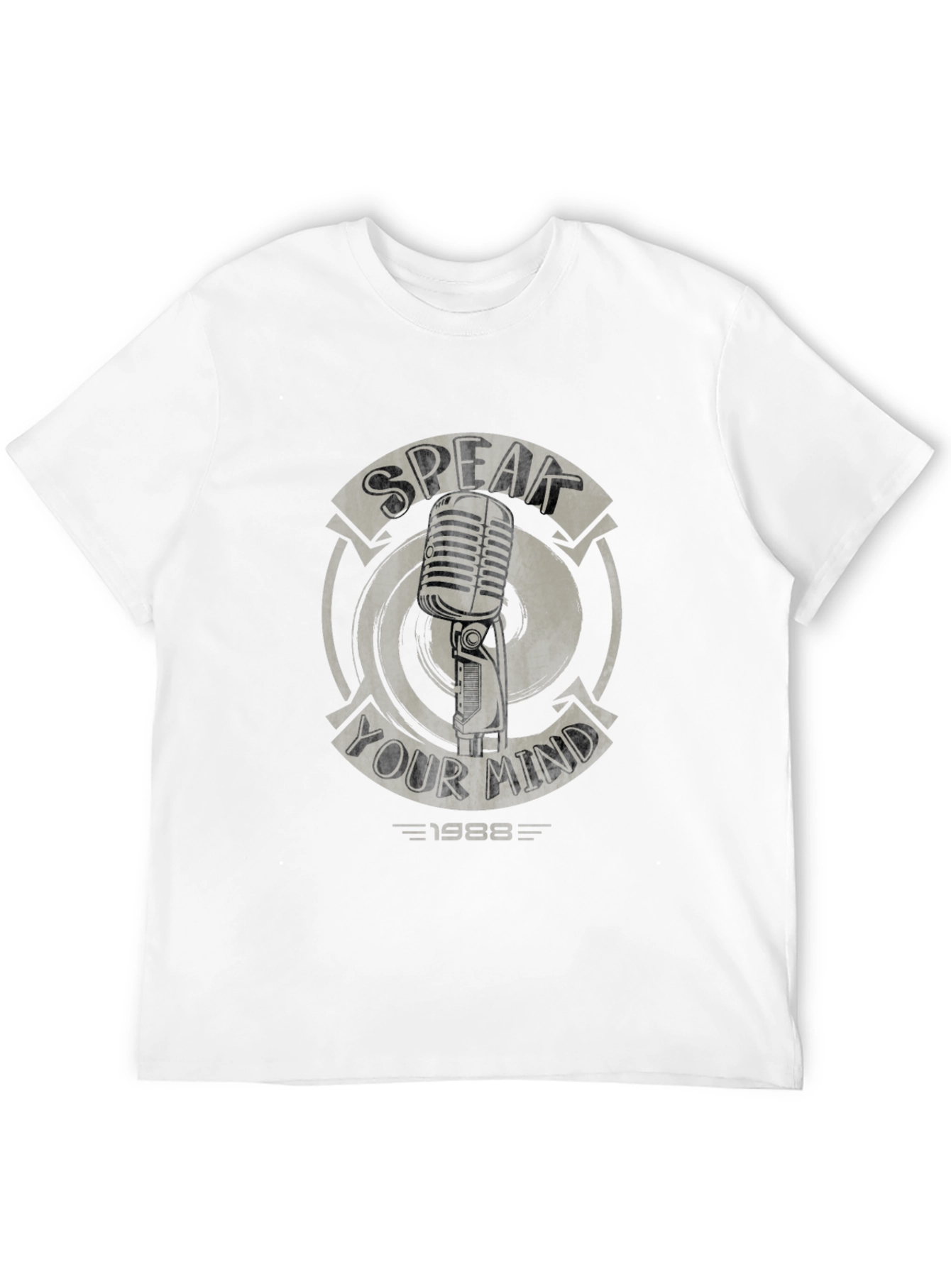 Black Speak Your Mind Graphic Tee - Retro Microphone Design view 12