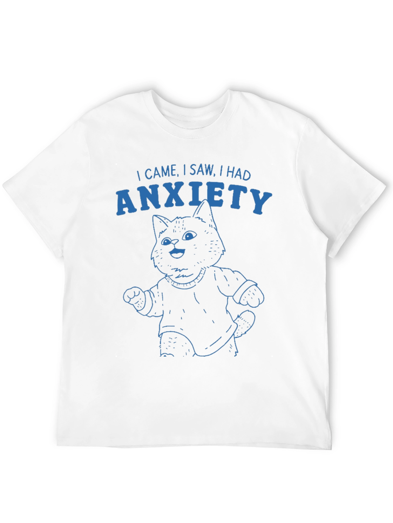 Black Anxiety Cat Graphic T-Shirt - Humorous Tee view 12