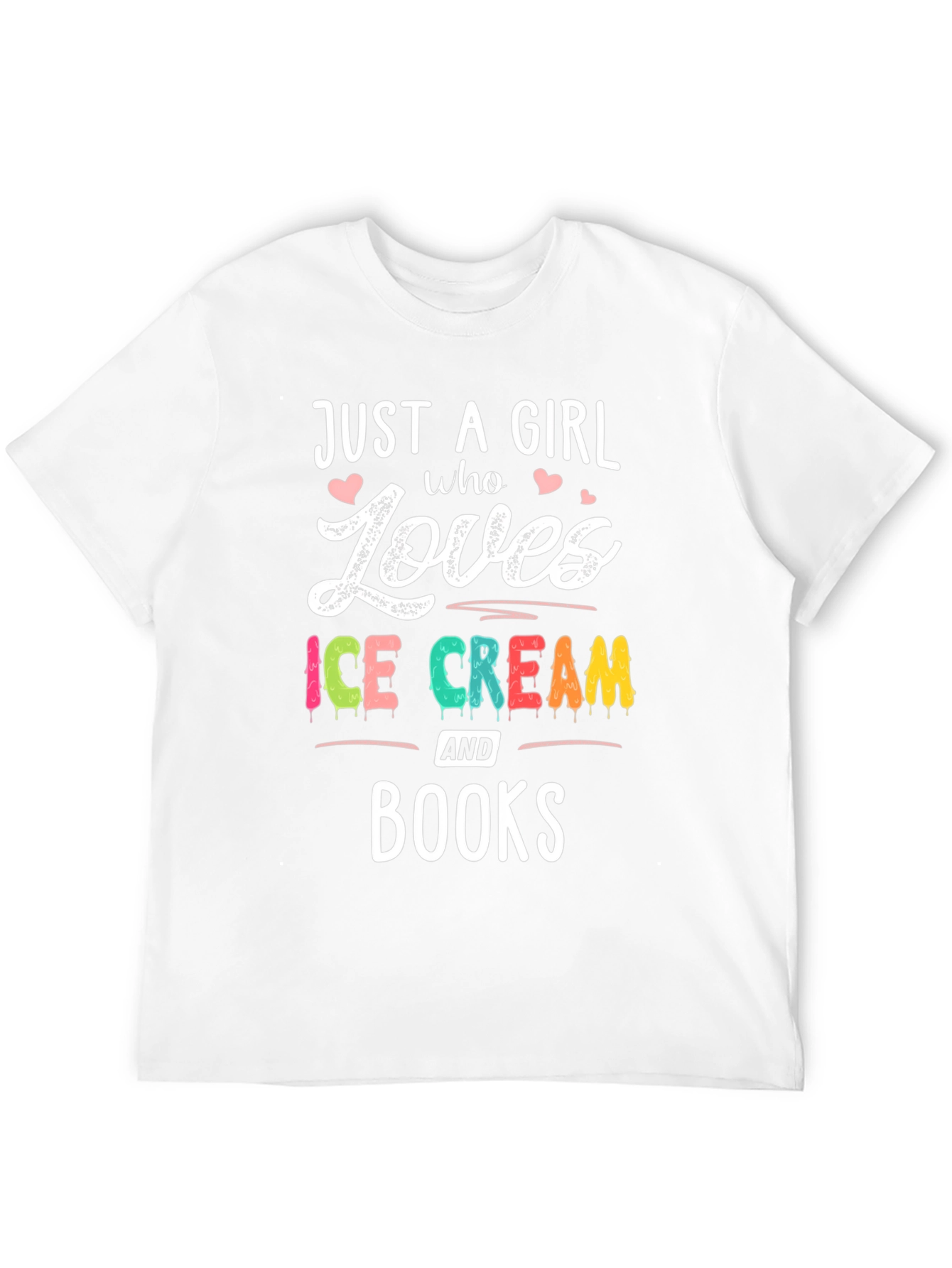 Black Just A Girl Who Loves Ice Cream & Books T-Shirt view 12