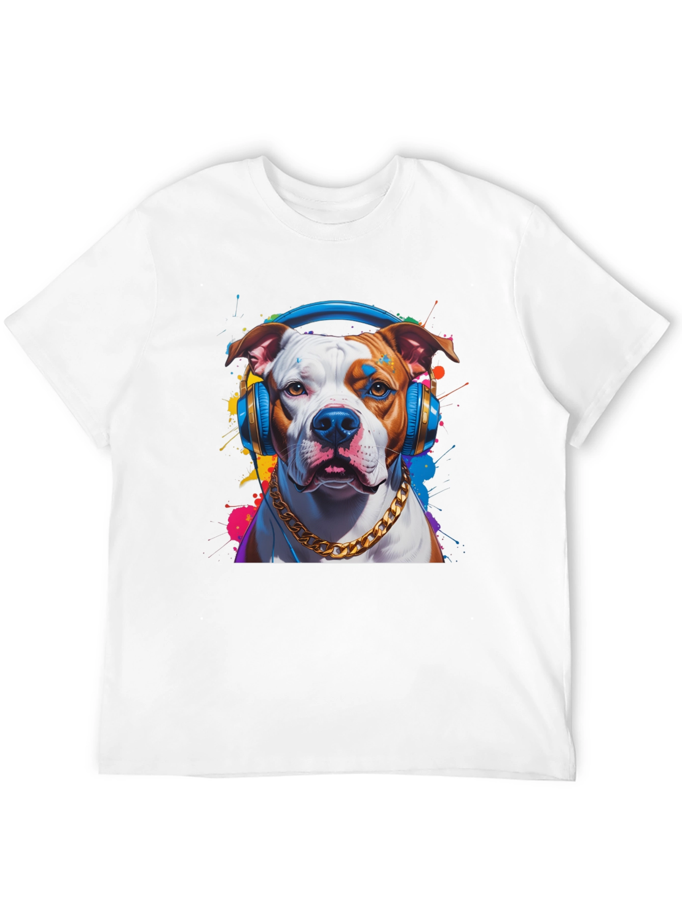 Black Dog with Headphones Graphic T-Shirt view 12