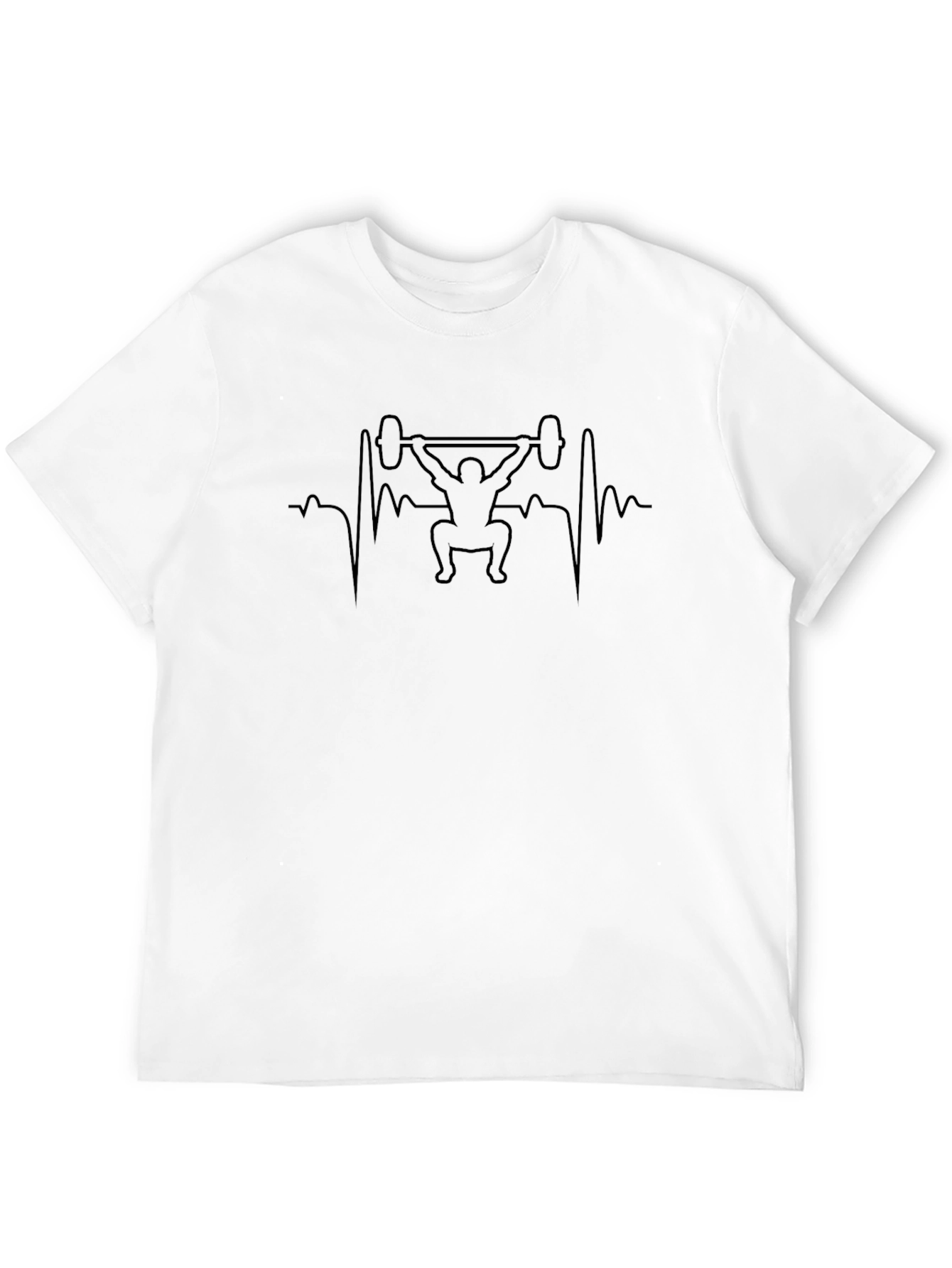Black Weightlifting Heartbeat T-Shirt - Black Cotton Tee view 12