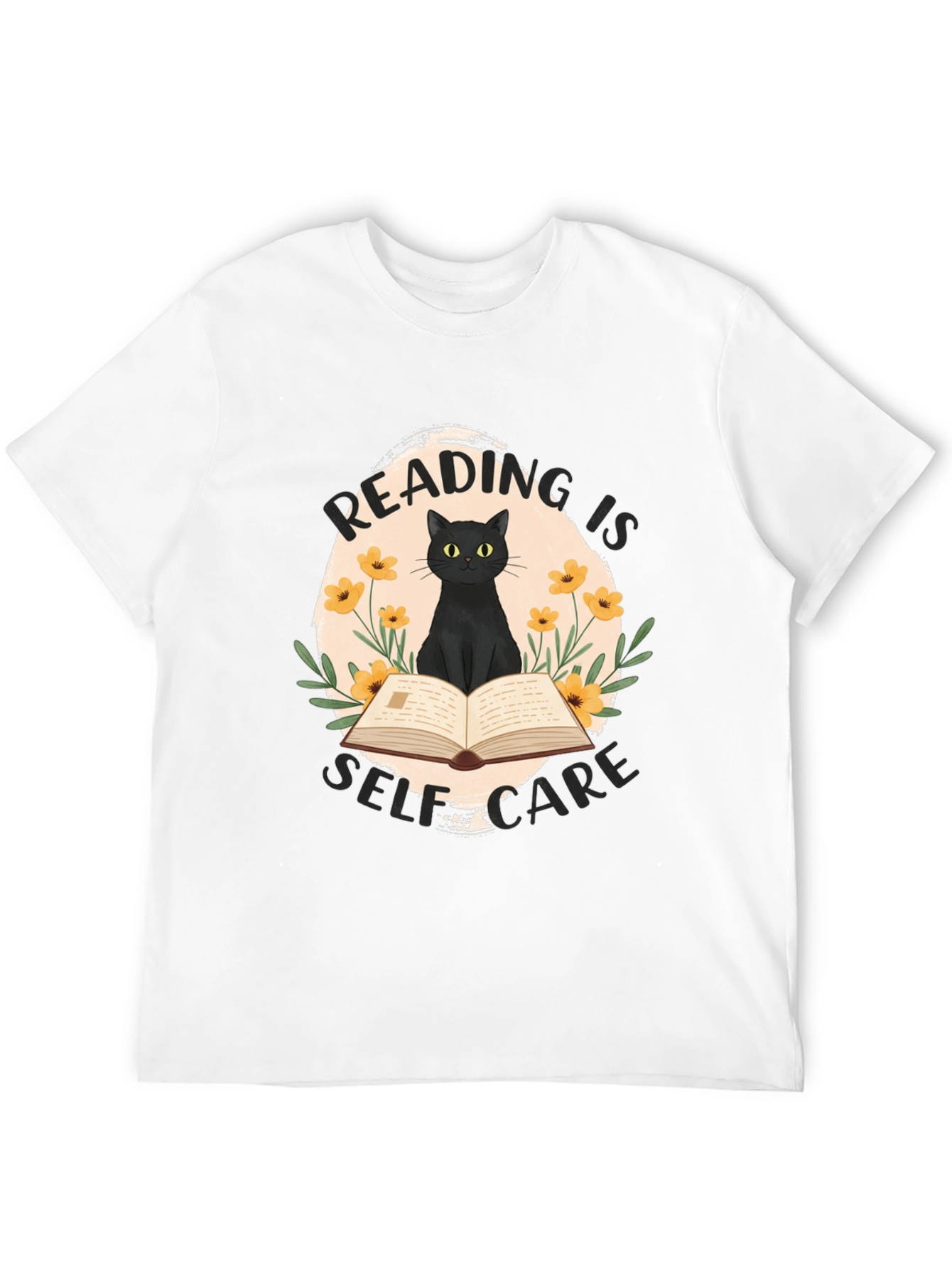 Black Reading is Self-Care Cat Graphic T-Shirt view 12
