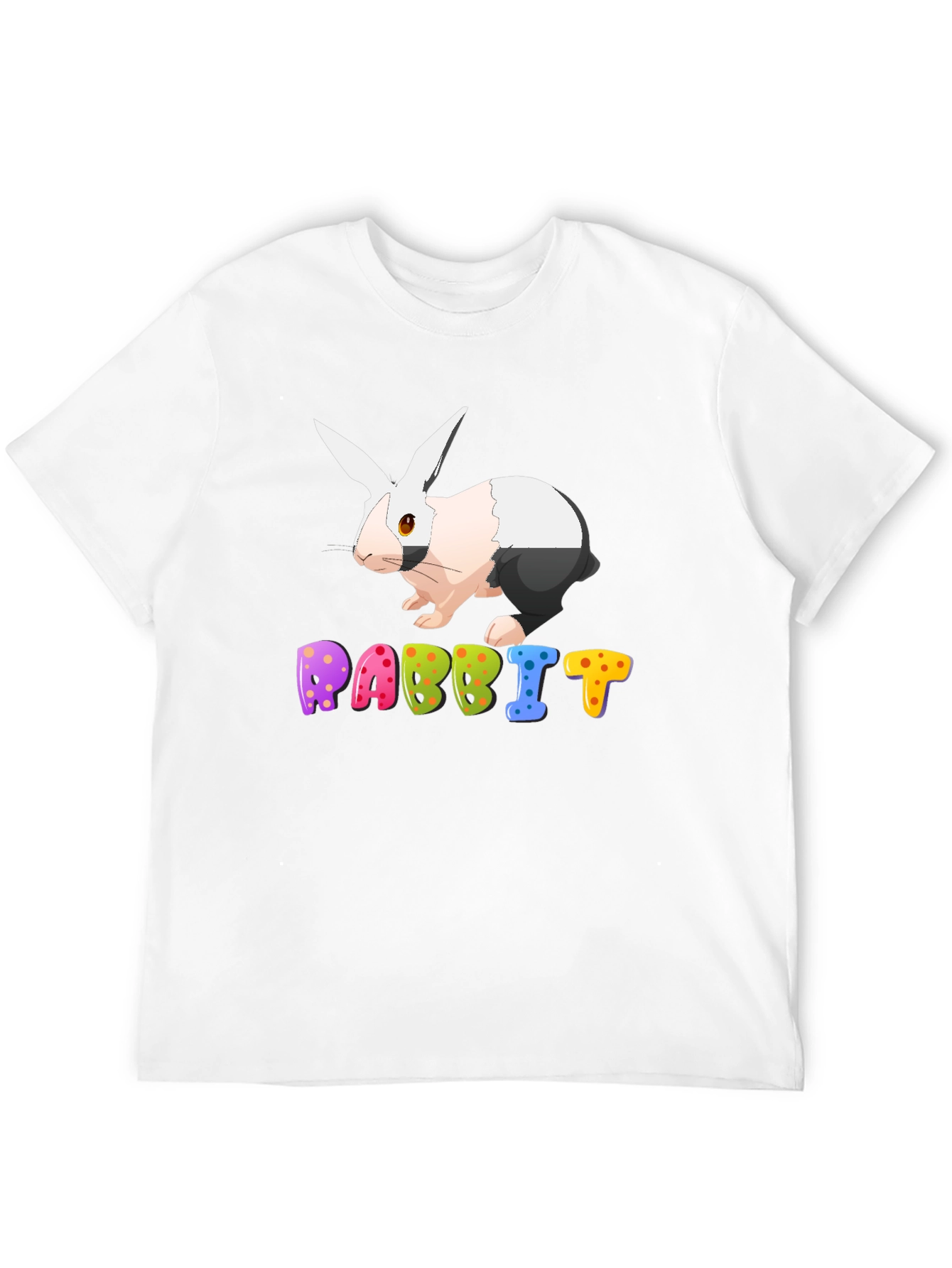 Black Rabbit Graphic Tee - Colorful Cartoon Bunny T-Shirt view 12