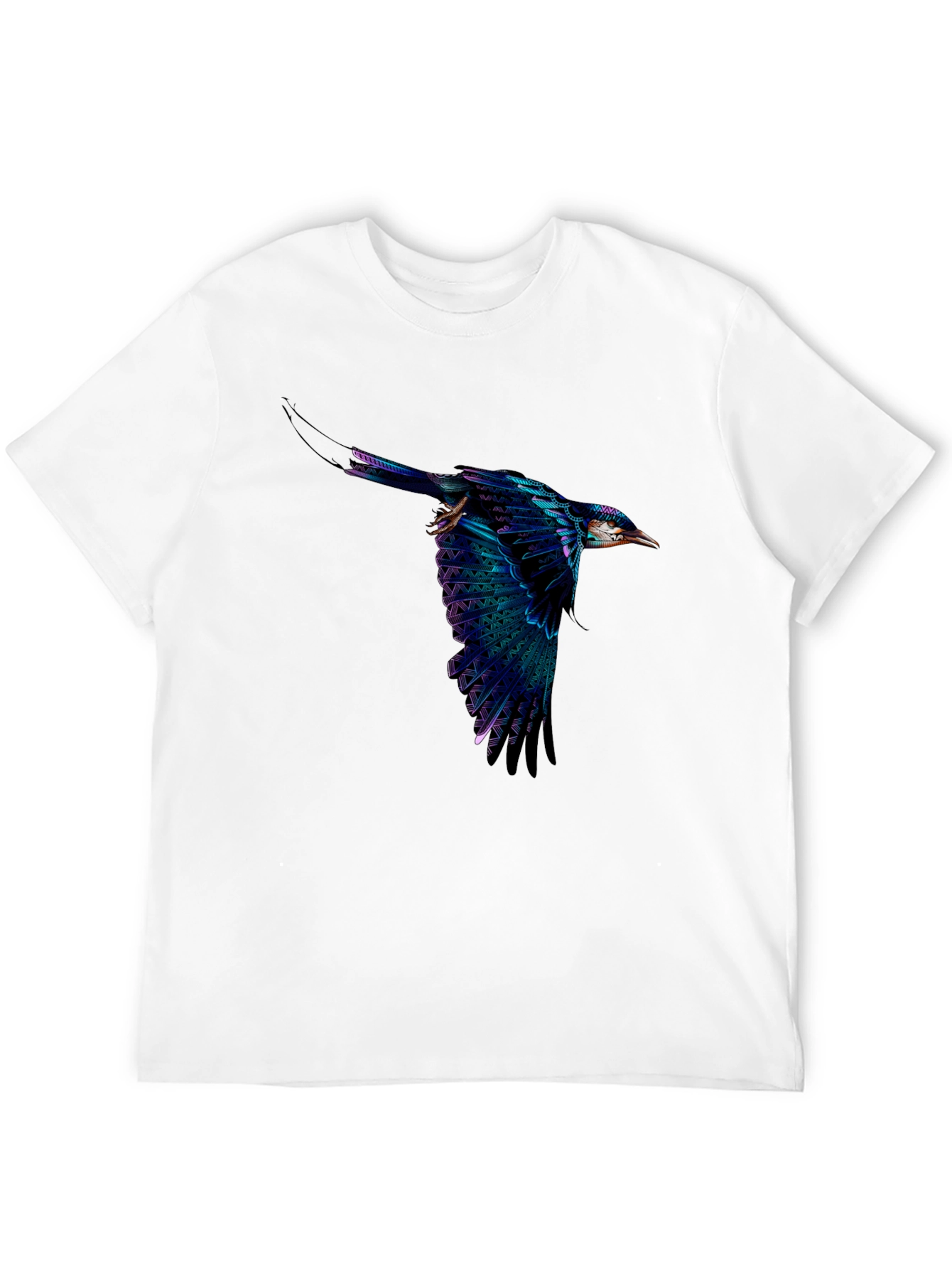 Black Vivid Flying Bird Graphic Black T-Shirt view 12