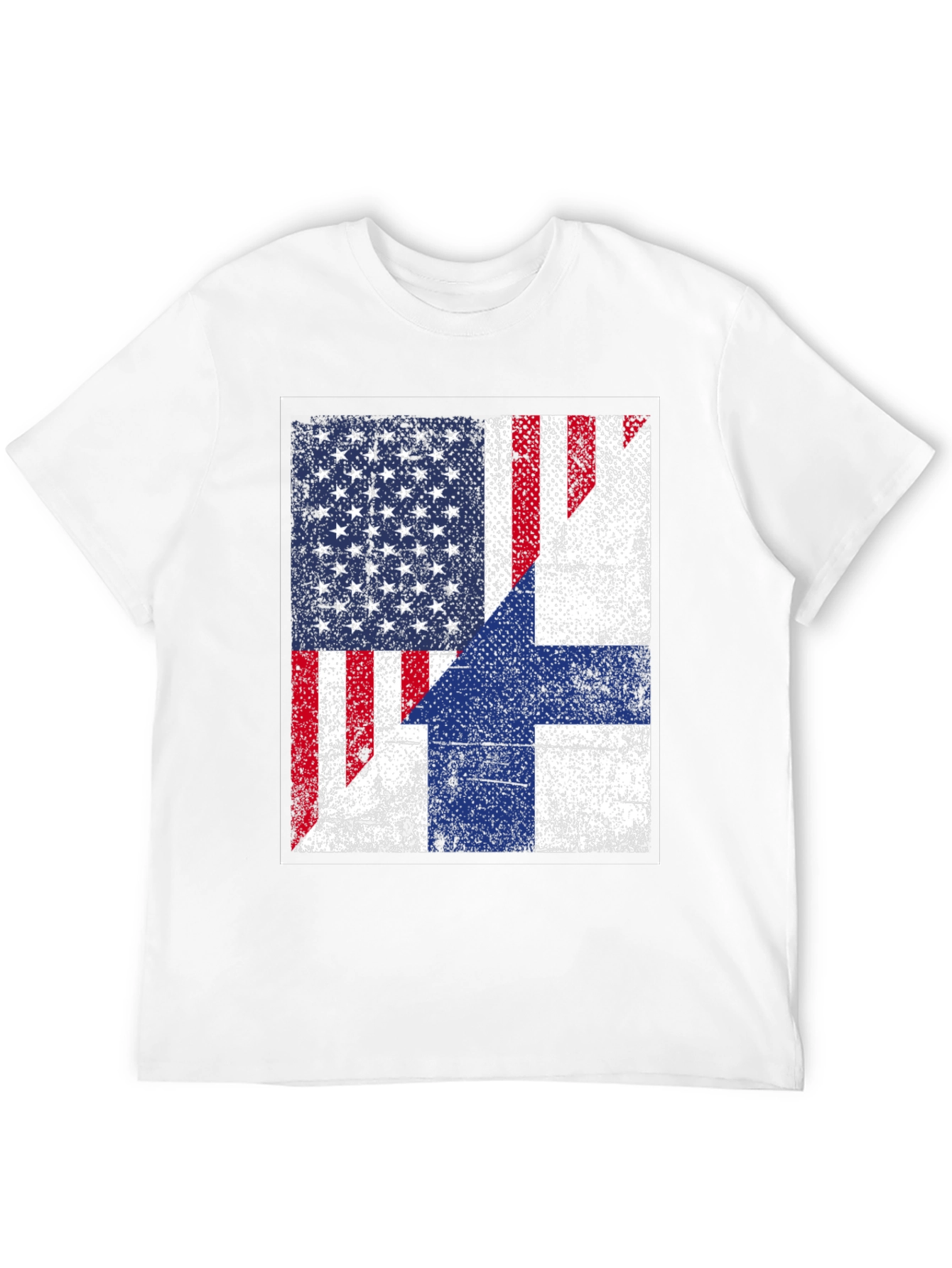 Black USA Finland Flag Graphic Print T-Shirt view 12