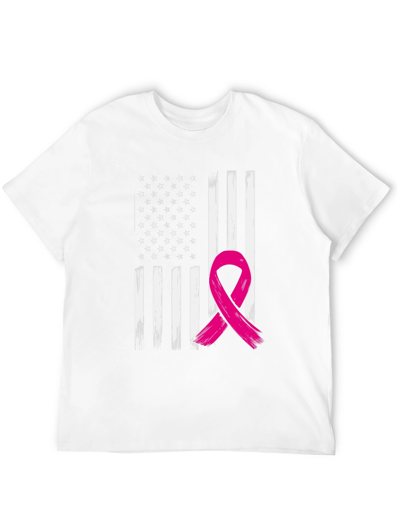 Black American Flag Breast Cancer Awareness T-Shirt view 12