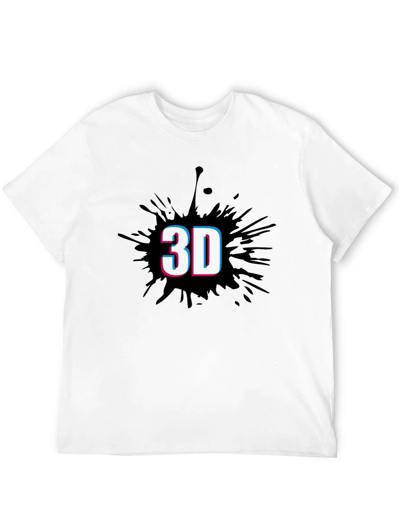 Black Stylish Men's Black T-Shirt with 3D Splash Design view 12