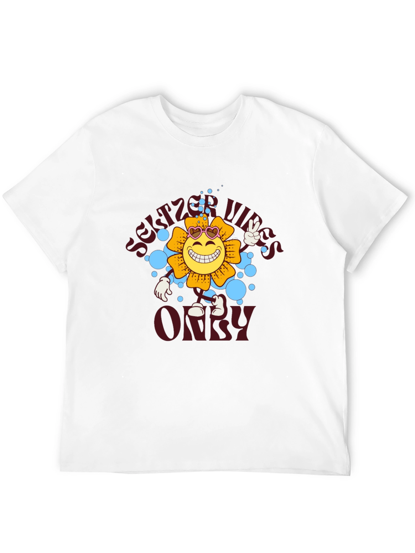 Black Seltzer Vibes Only Graphic Tee - Smiley Flower view 12