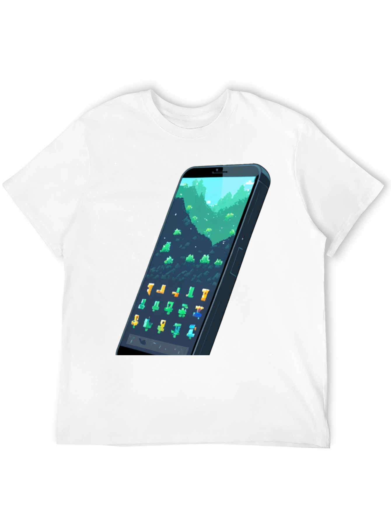 Black Pixel Phone T-Shirt - Gamer Style Tee view 12