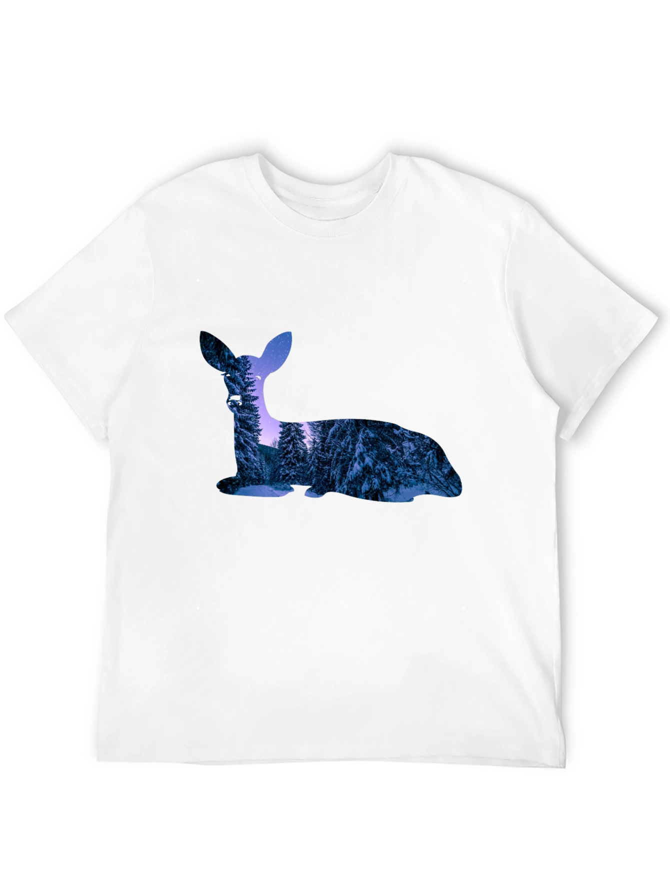 Black Deer Silhouette Winter Forest Graphic T-Shirt view 12