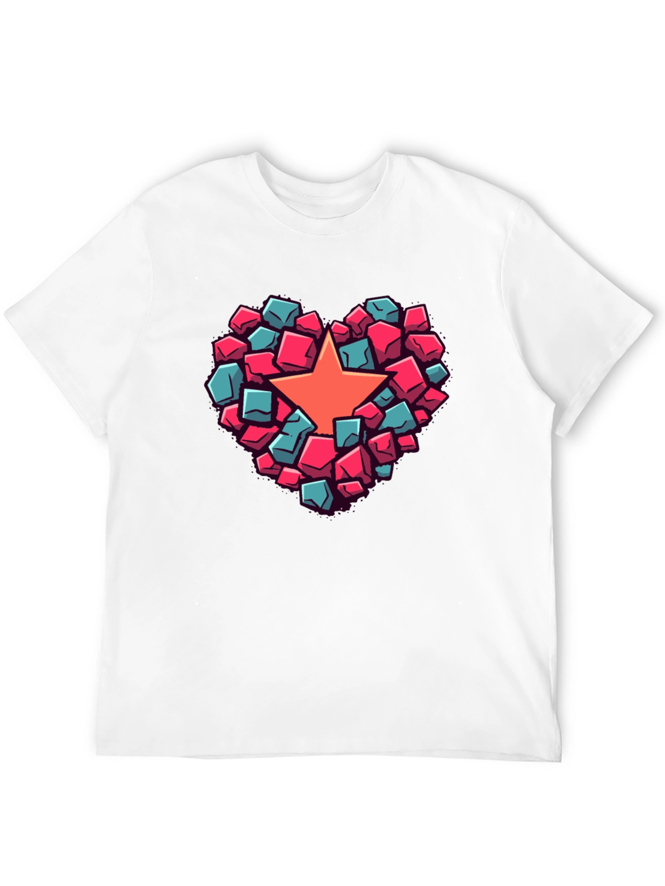 Black Heart Star Block Graphic T-Shirt view 12