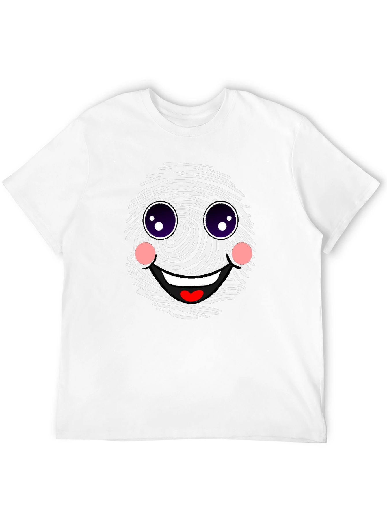 Black Funny Fingerprint Face Graphic Tee - Black Casual Shirt view 12