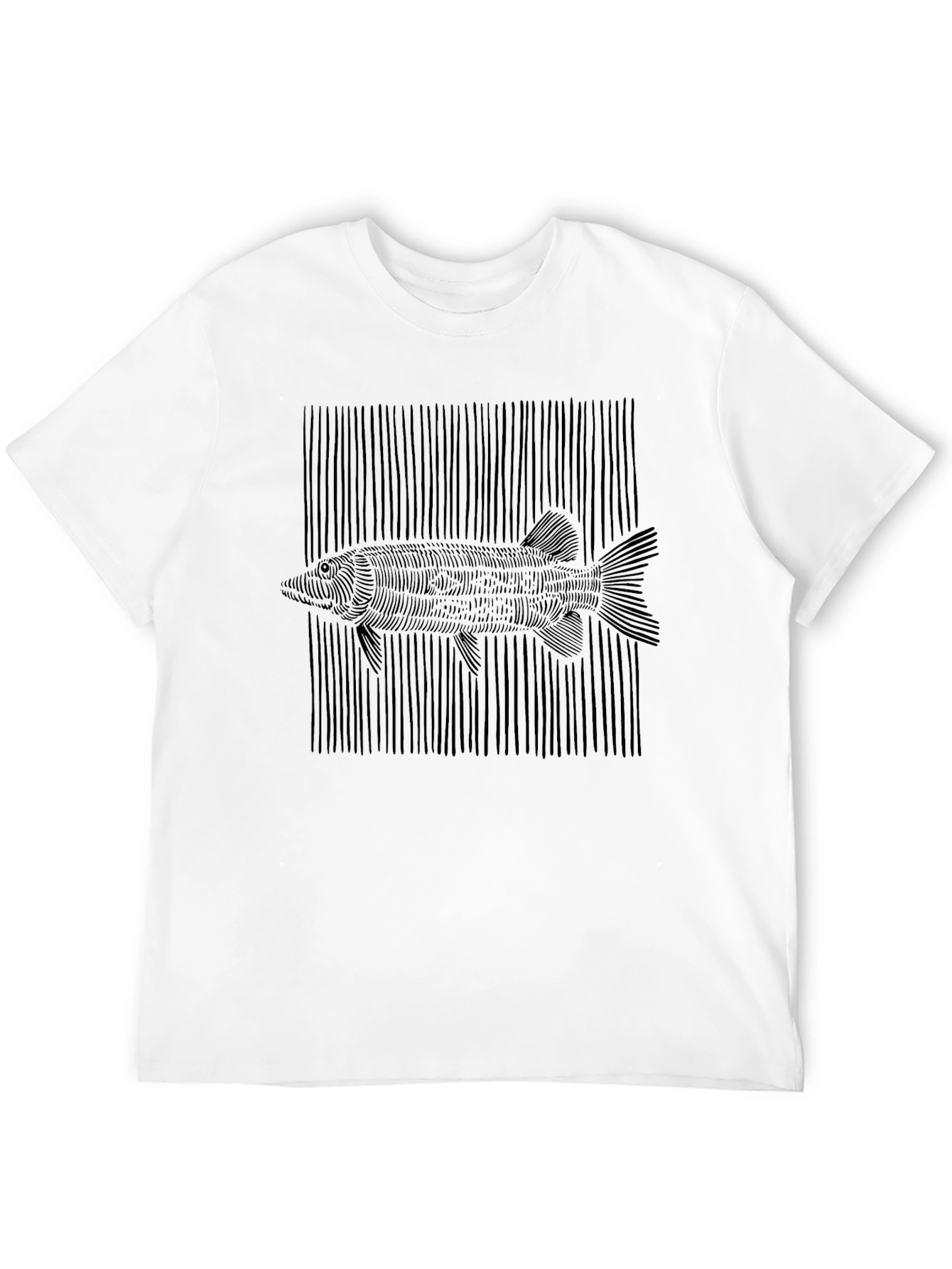 Black Abstract Fish Graphic Tee - Mens Black T-Shirt view 12