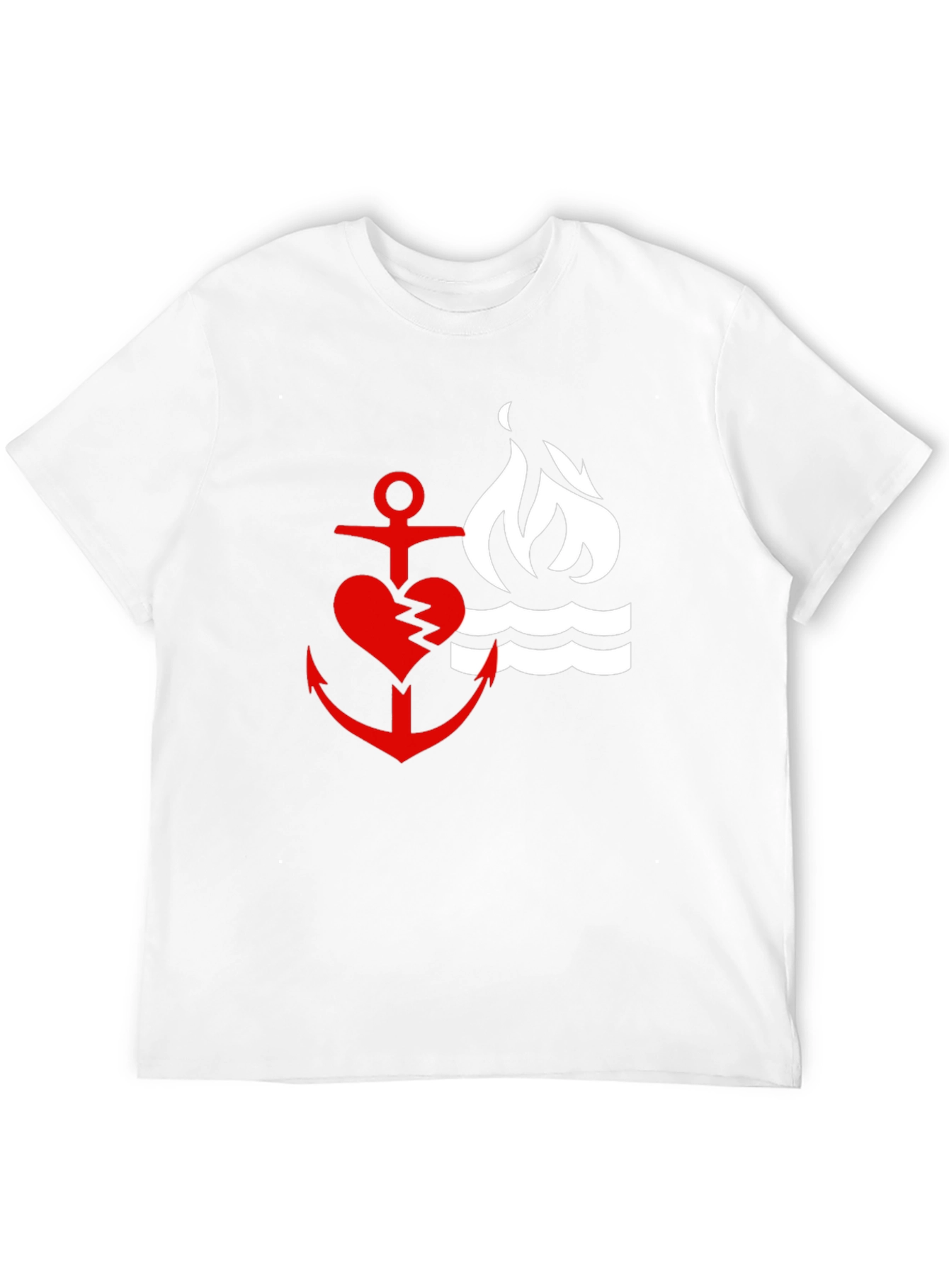Black Red Heart Anchor & Flame Black T-Shirt view 12