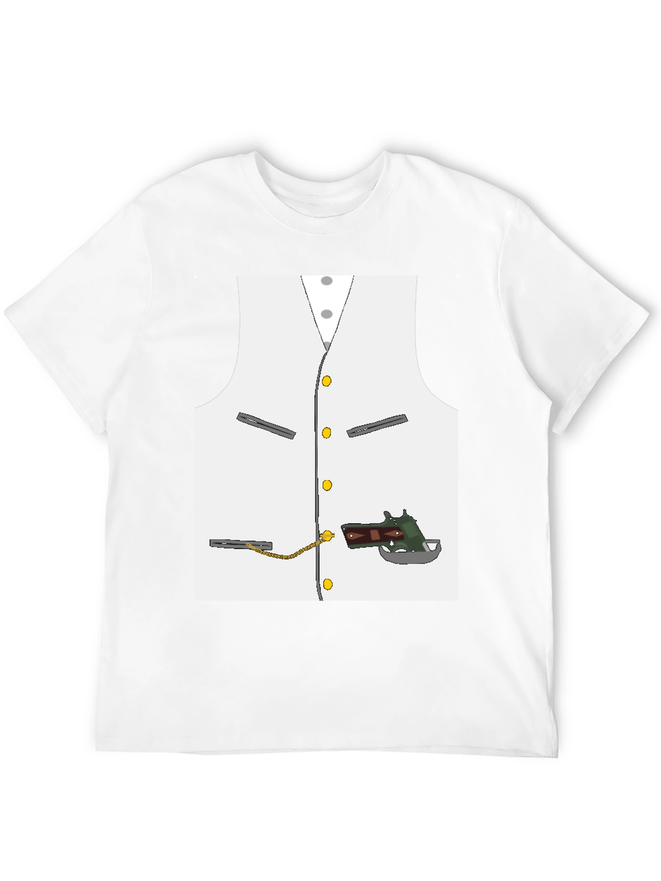 Black Novelty Vest & Gun Graphic T-Shirt view 12