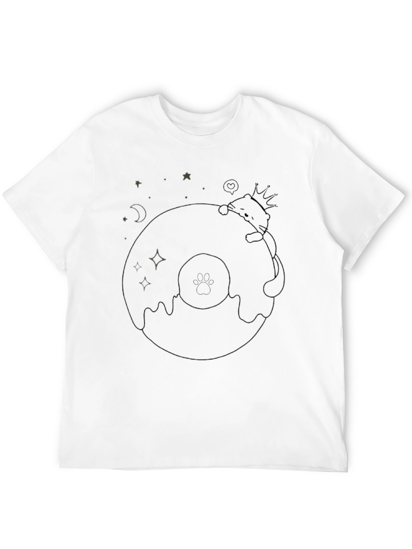 Black Donut Cat Tee - Black Graphic T-Shirt view 12