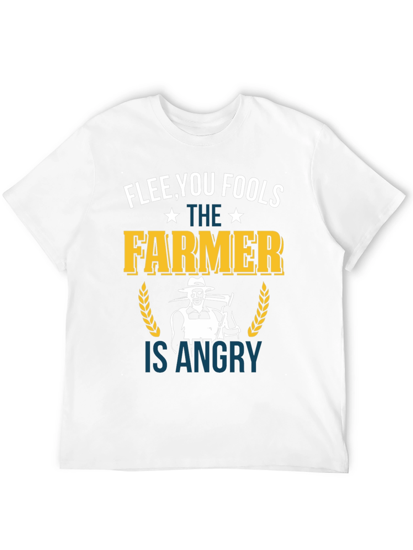 Black Flee You Fools Angry Farmer T-Shirt view 12