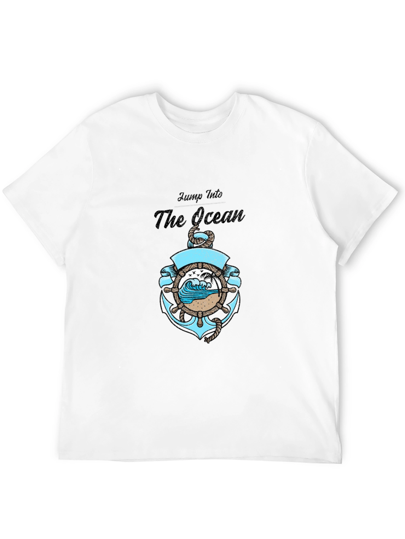 Black Jump Into the Ocean Black Graphic T-Shirt view 12