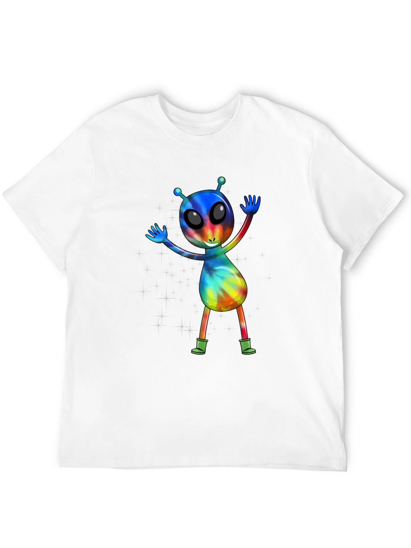 Black Tie-Dye Alien Graphic T-Shirt view 12