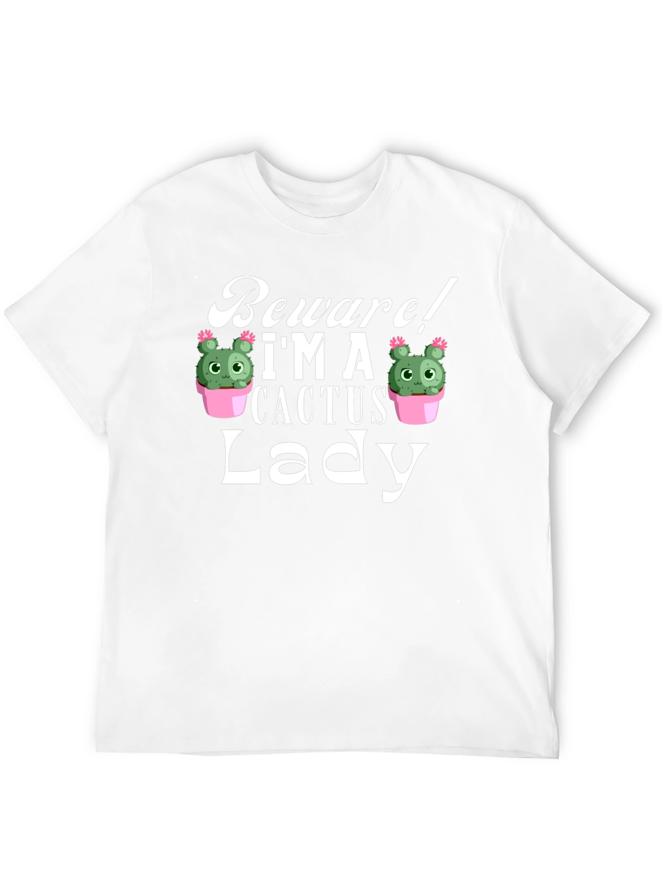 Black Beware! I'm a Cactus Lady - Novelty Graphic T-Shirt view 12