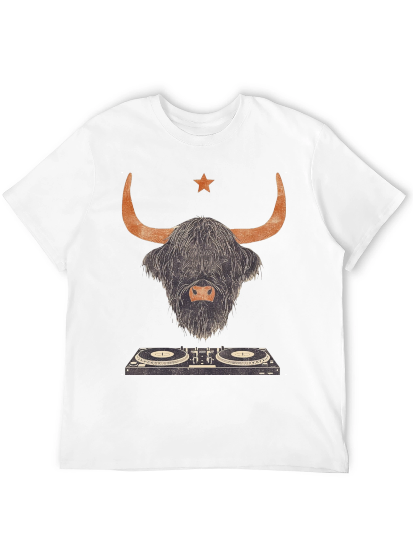 Black Highland Cow DJ Graphic Tee - Black Cotton T-Shirt view 12
