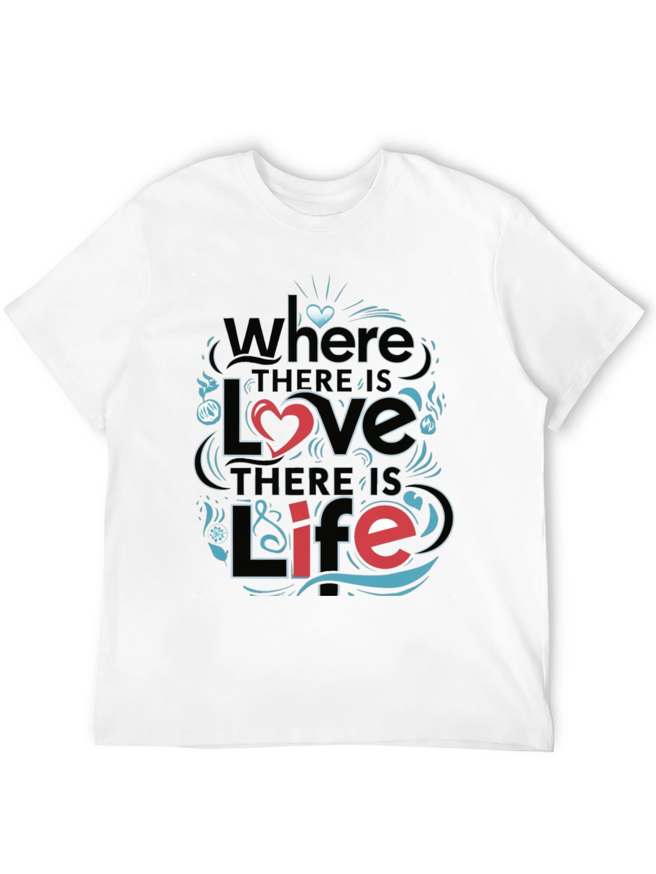 Black Inspirational 'Love & Life' Graphic T-Shirt view 12