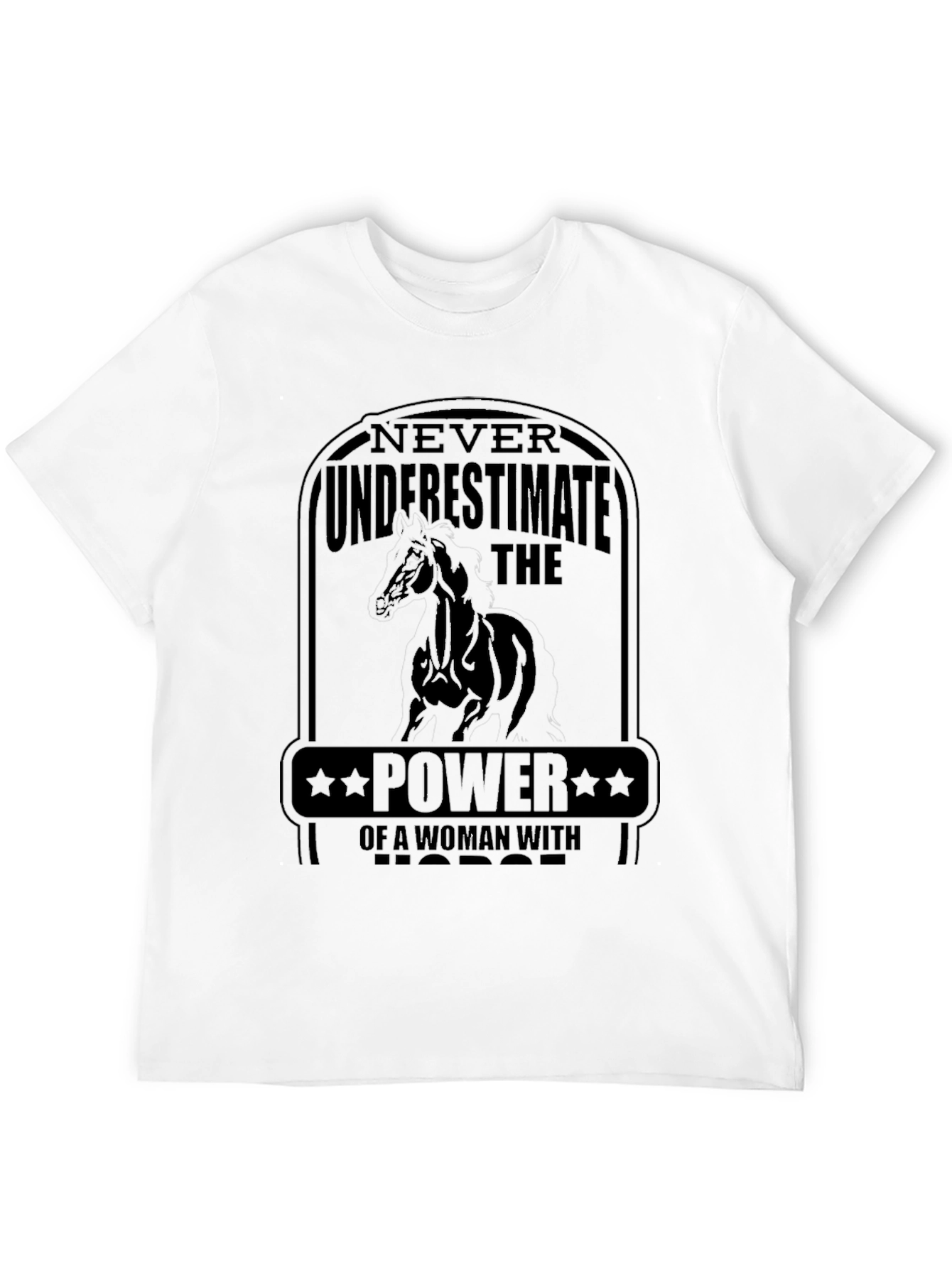 Black Woman Horse Power T-Shirt - Black Tee view 12