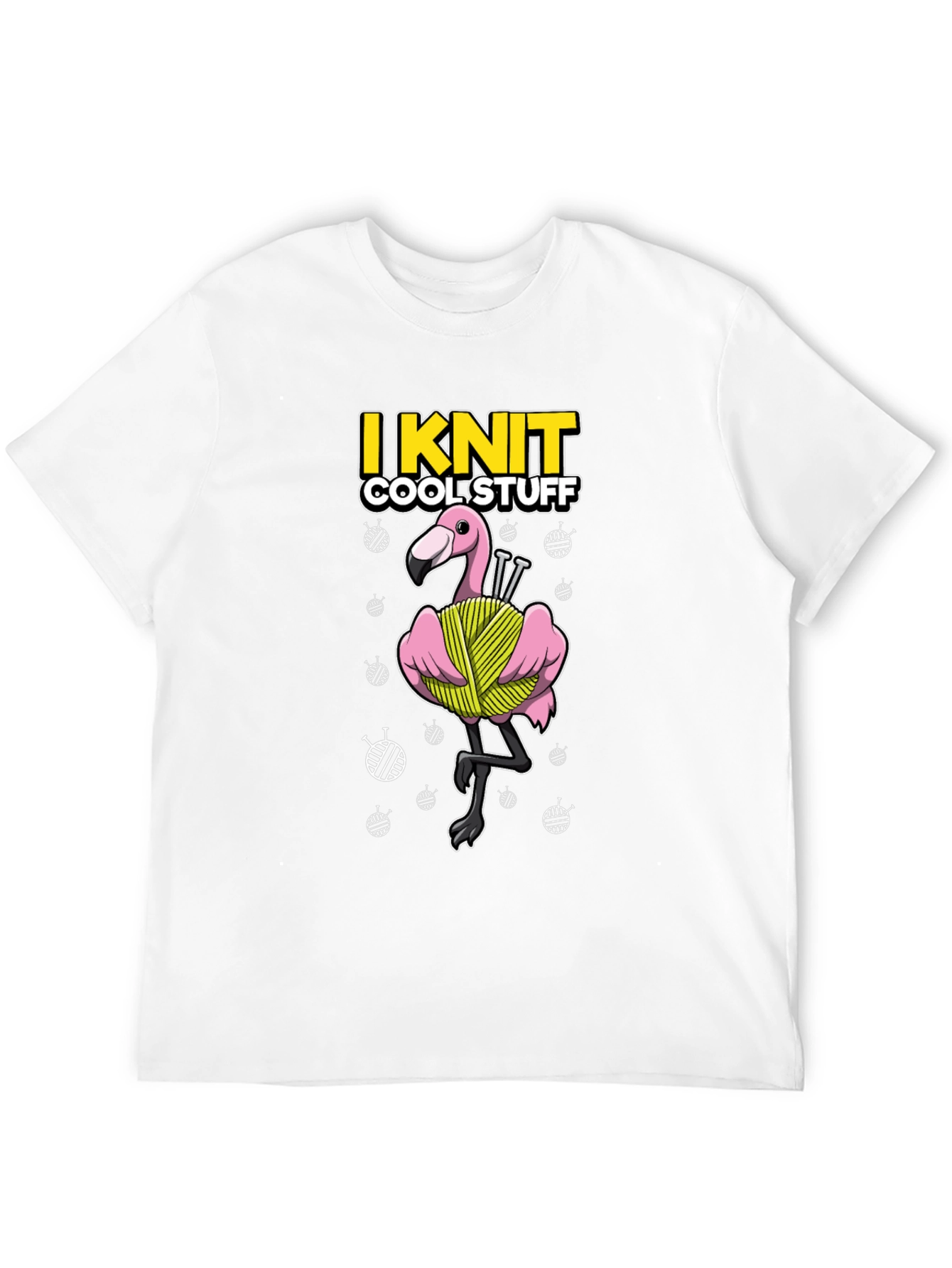 Black I Knit Cool Stuff T-Shirt - Flamingo Yarn view 12