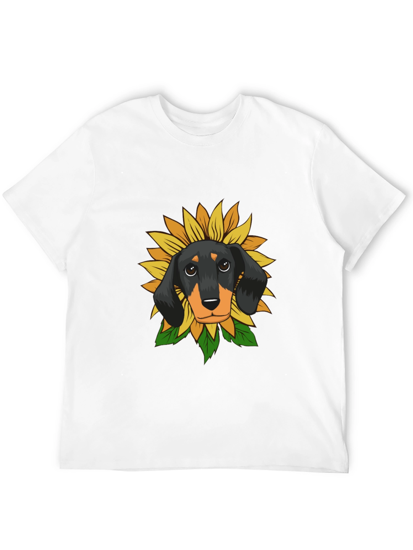 Black Dachshund Sunflower Graphic Tee - Black Cotton Comfort view 12