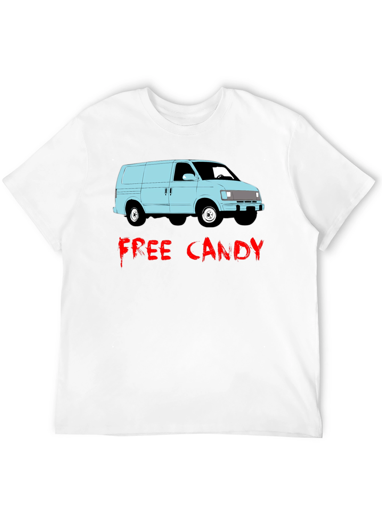 Black Free Candy Van T-Shirt - Funny Graphic Tee view 12