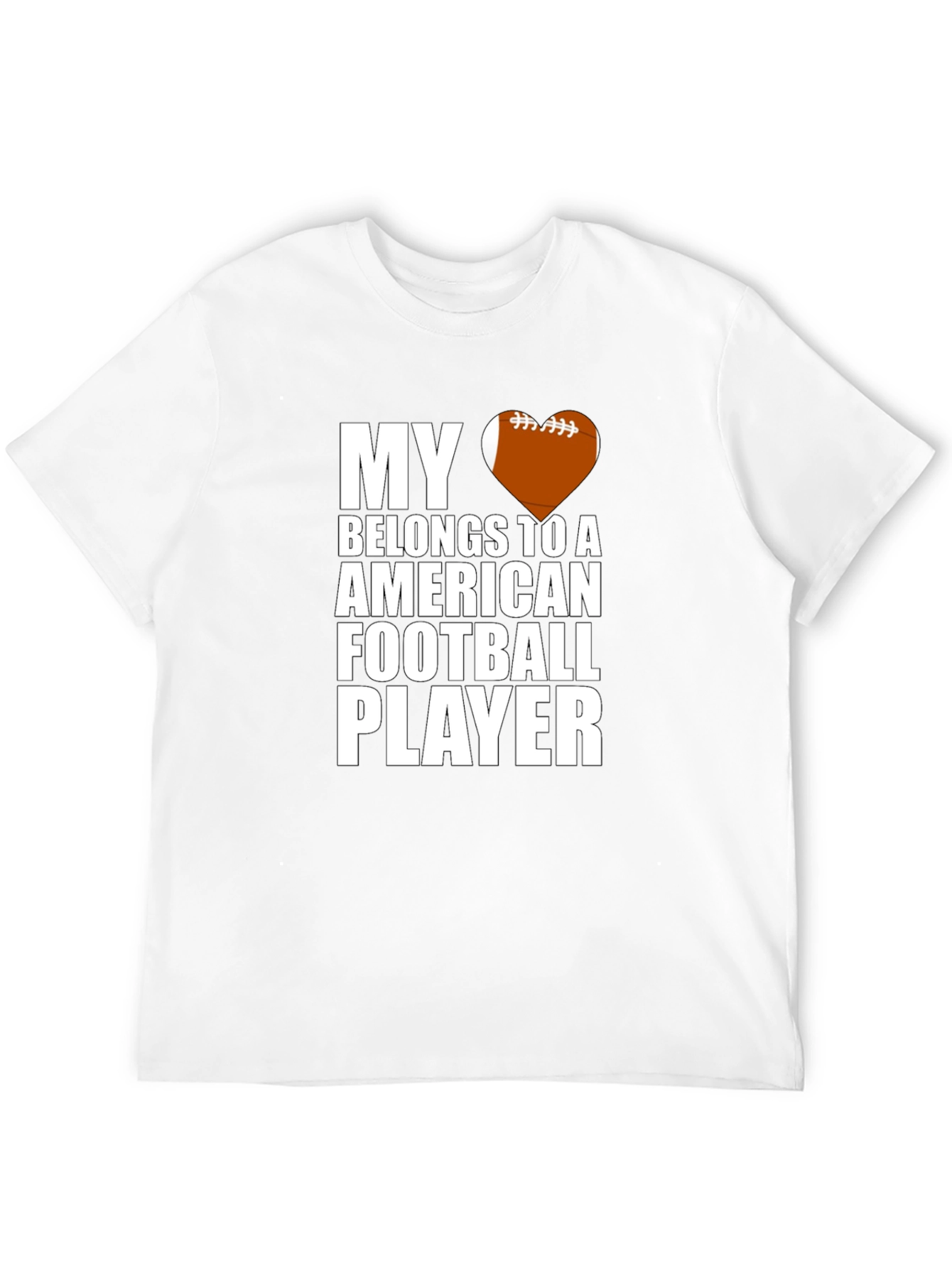 Black My Heart Belongs To Football Player T-Shirt view 12