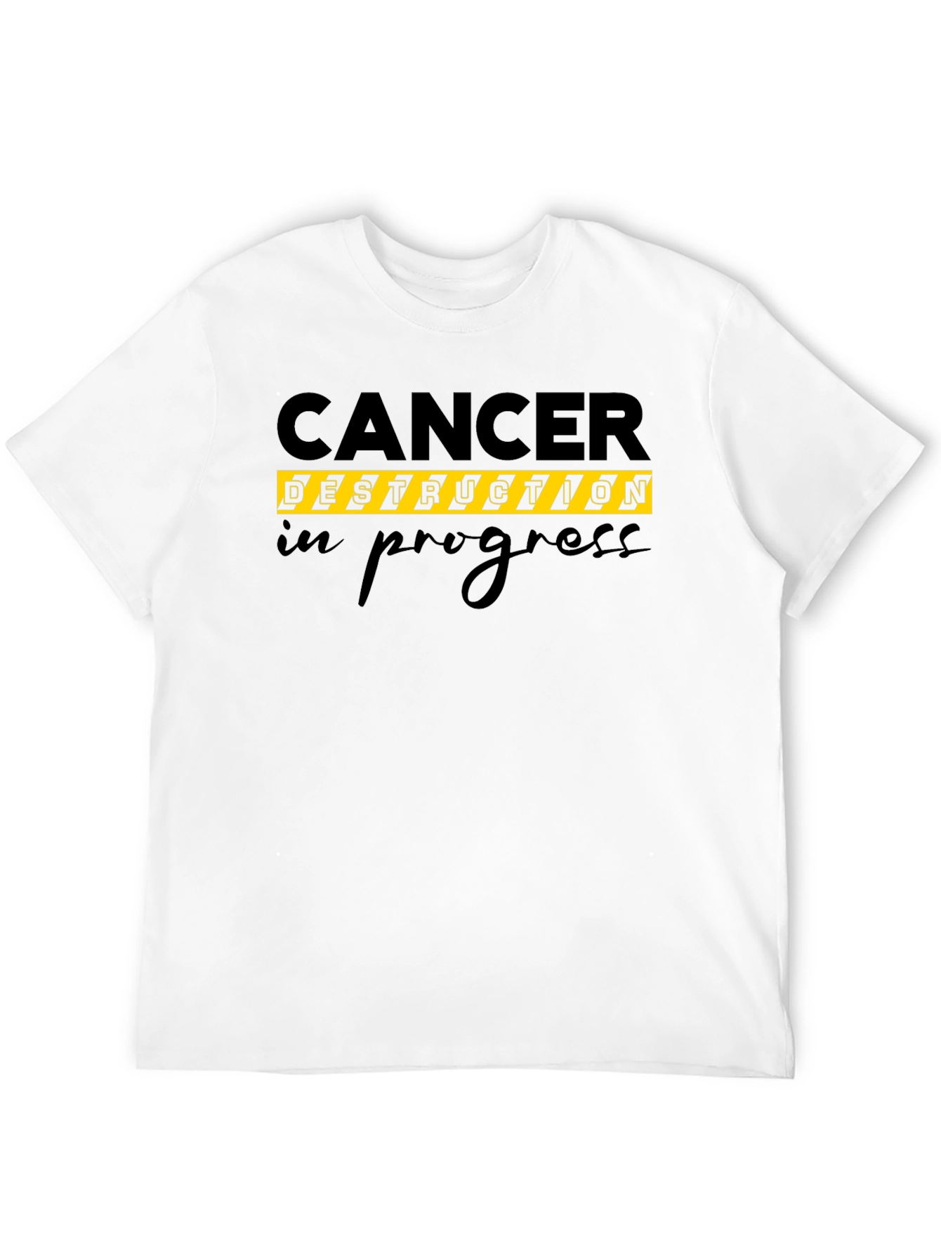 Black Cancer Destruction In Progress T-Shirt, Black Cotton Tee view 12