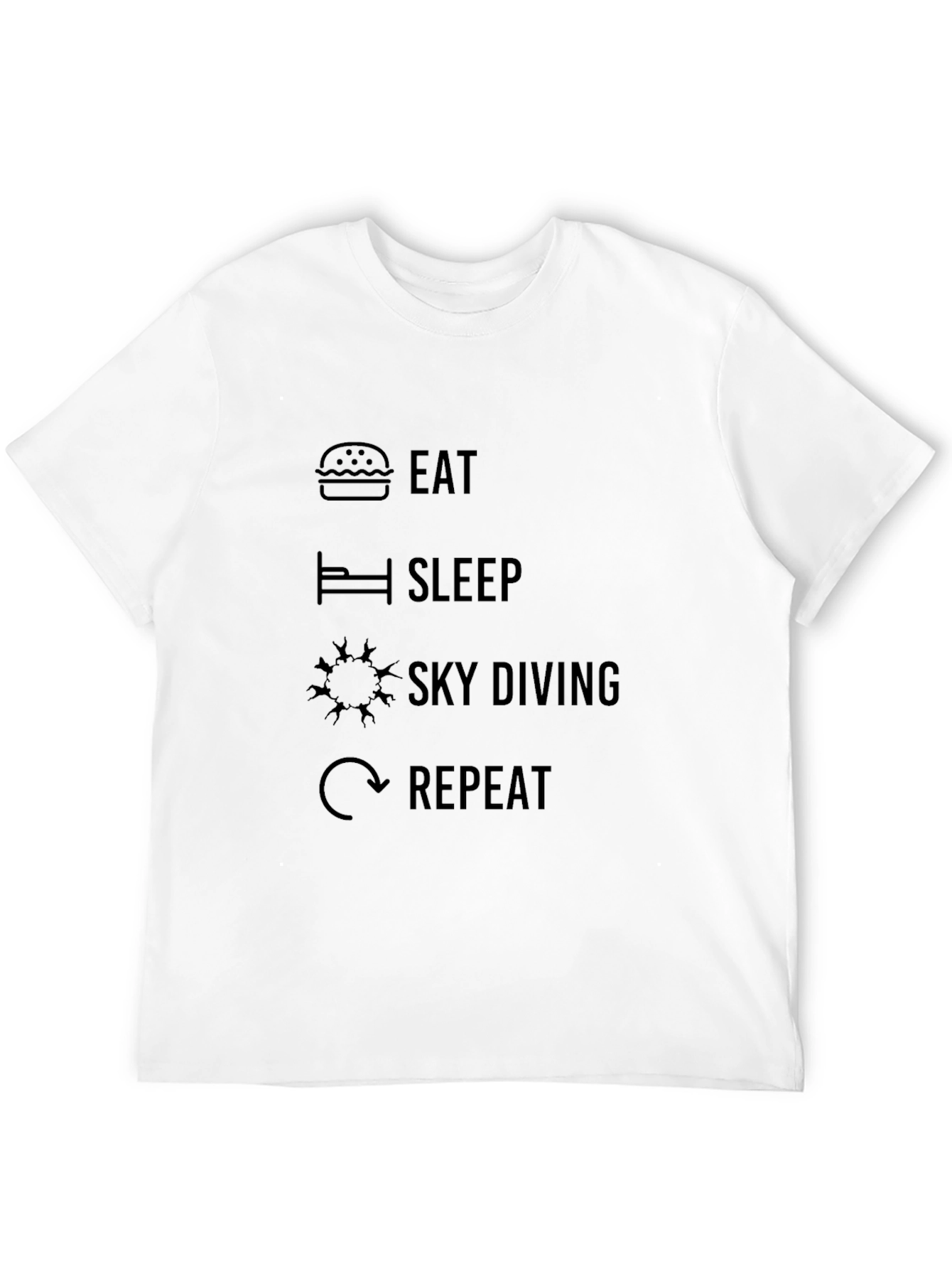 Black Eat Sleep Skydiving Repeat T-Shirt - Black Cotton Graphic Tee view 12